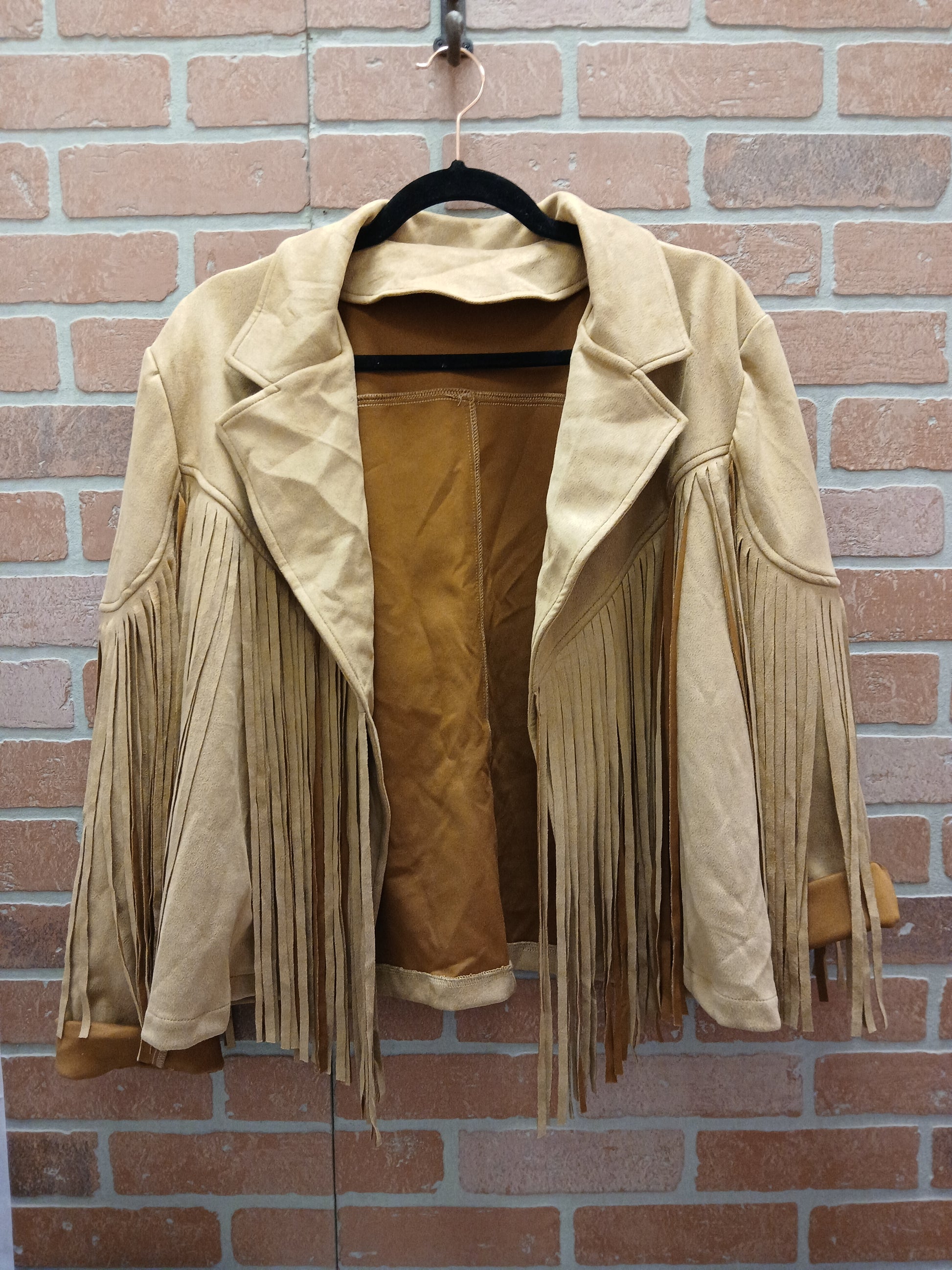 Brown Faux Swade Coat w/ Fringe - Scarlett's Riverside Boutique 