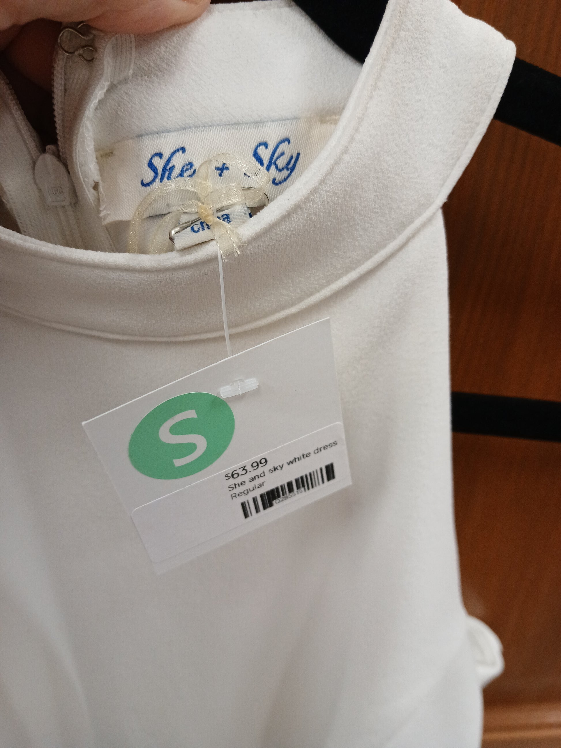 she + sky white dress Sleeveless Asymmetrical Neck Knit White Mini Bridal Dress by She + Sky Hometown Heritage Boutique