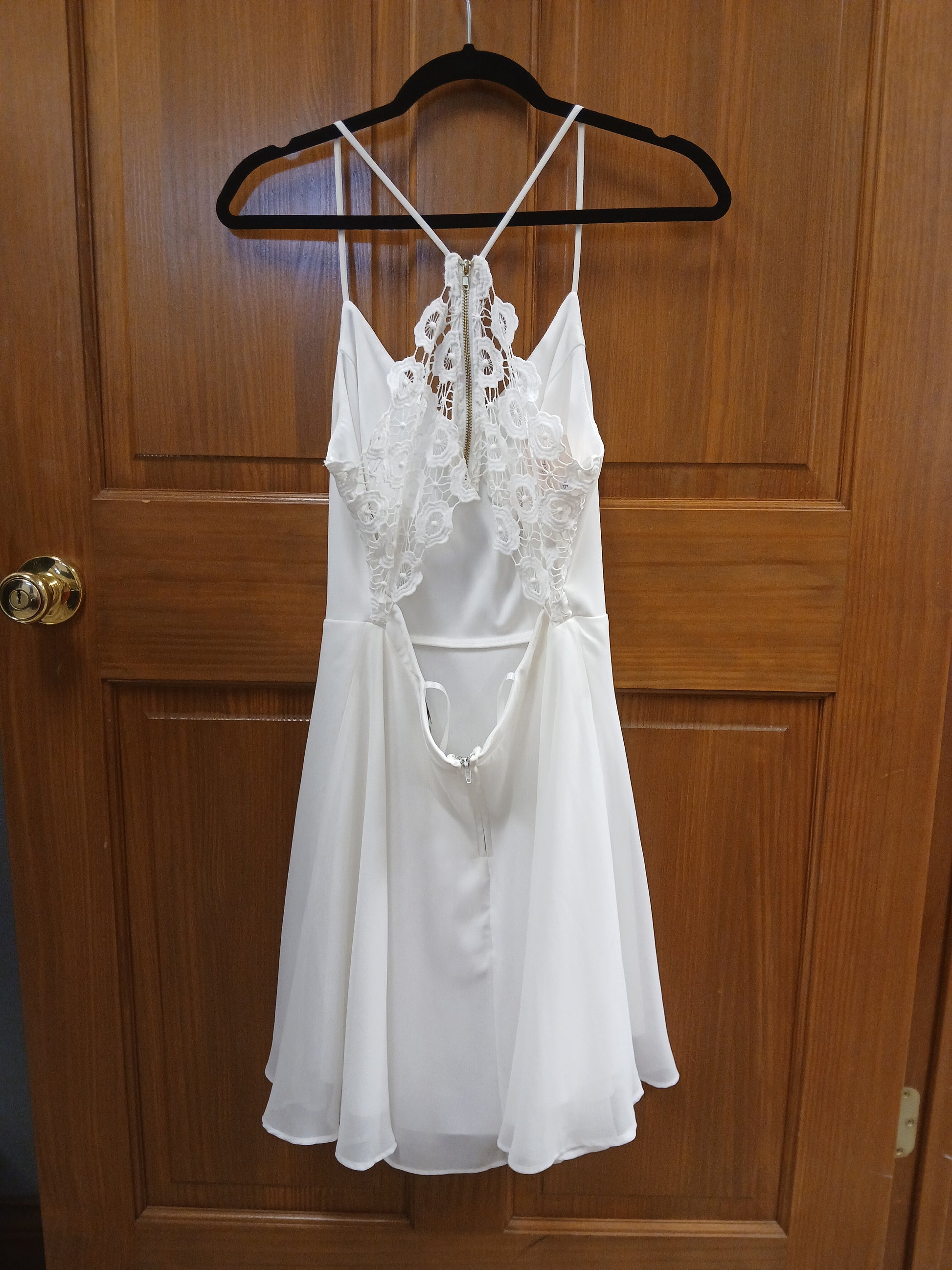 City Triangle White Spaghetti Strap Dress w/ Lace Back - Scarlett's Riverside Boutique 