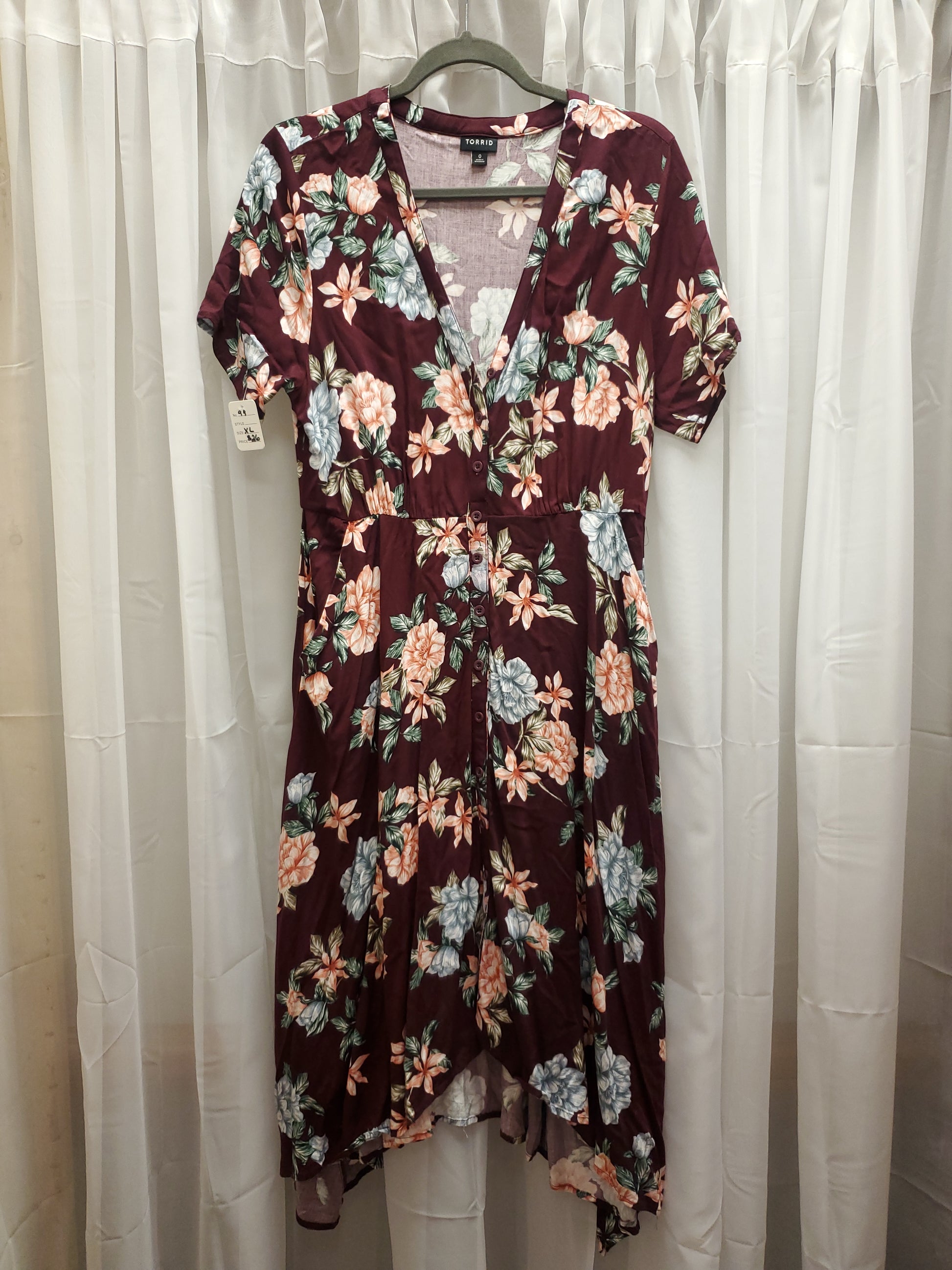 RS 99 Maroon Floral Dress w/ pockets - Scarlett's Riverside Boutique 