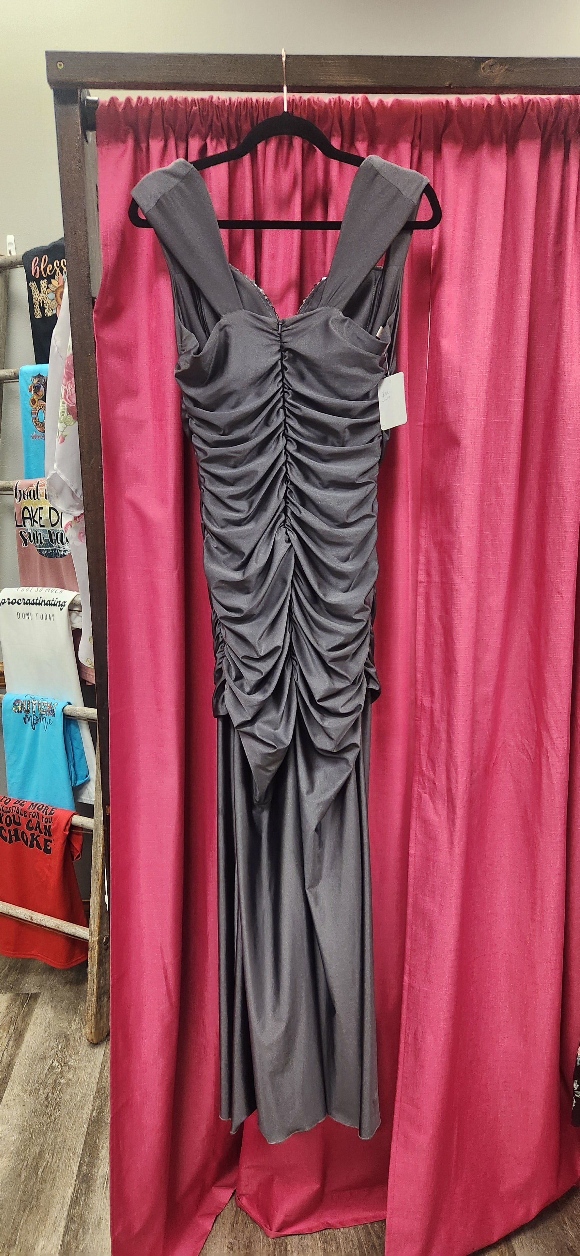 Silver Long Formal Gown RS 99 - Scarlett's Riverside Boutique 