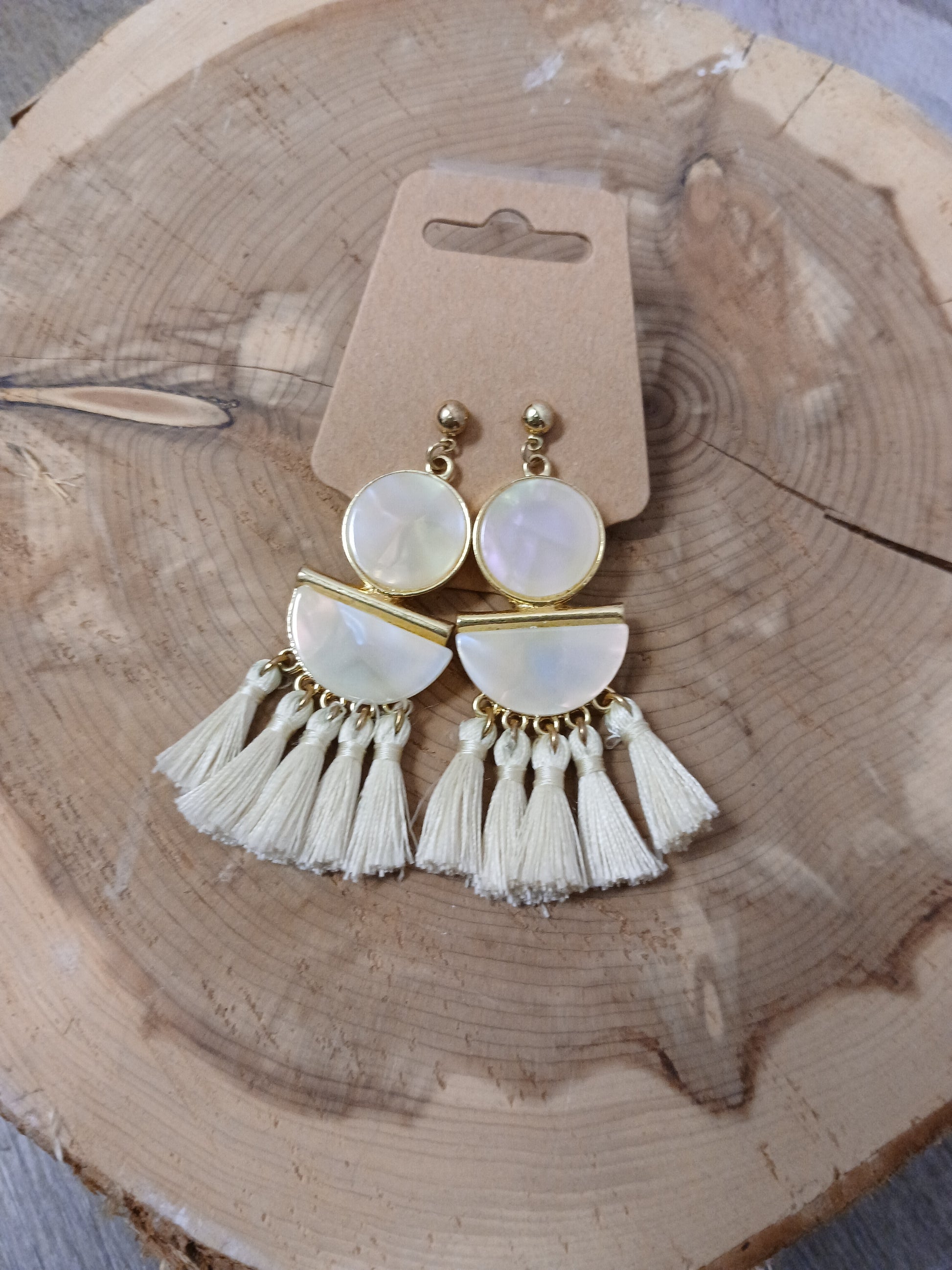 Cream White Tassle Earrings - Scarlett's Riverside Boutique 