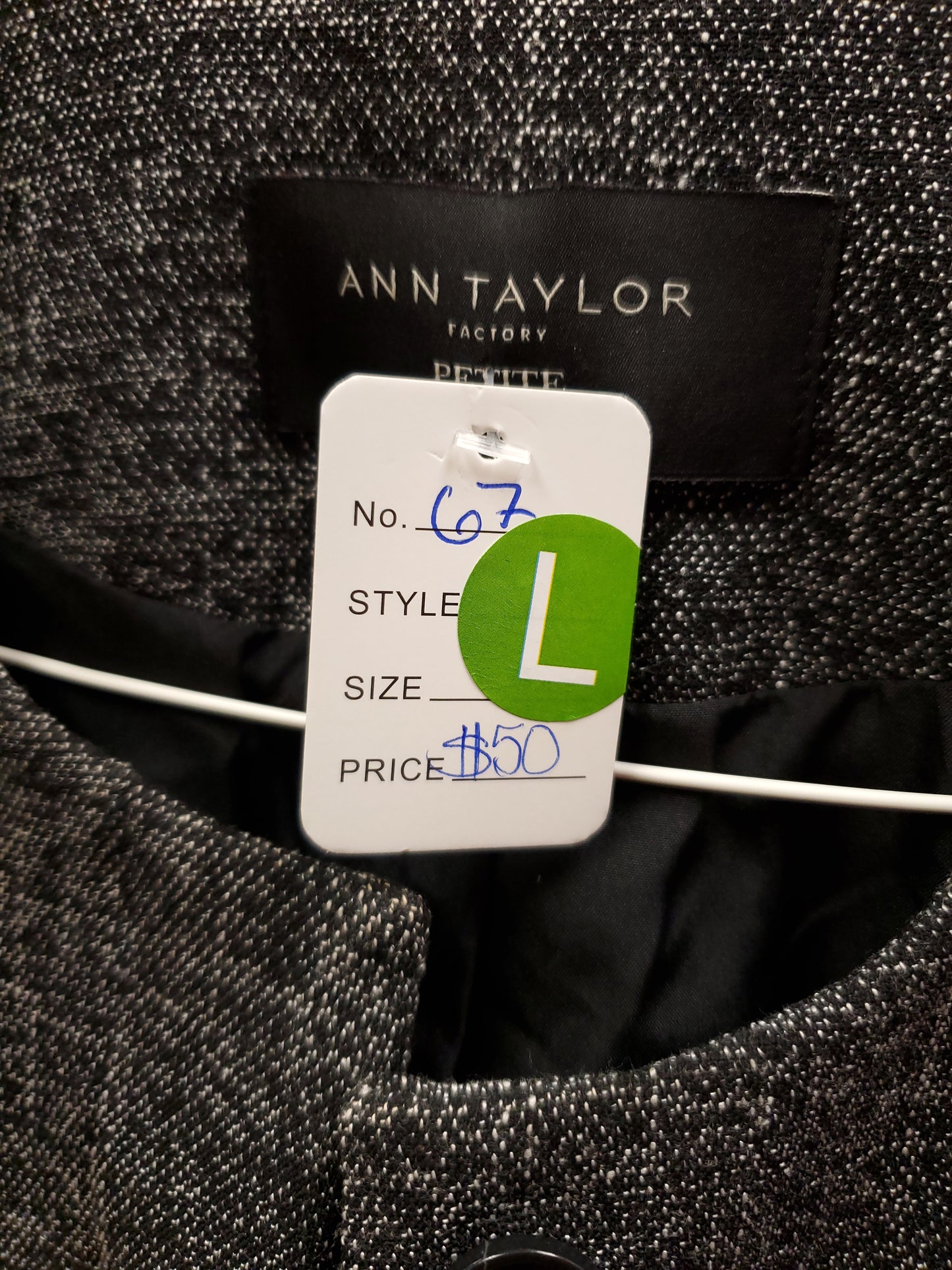 Ann Taylor Grey Blazer, size Large.  RS 67