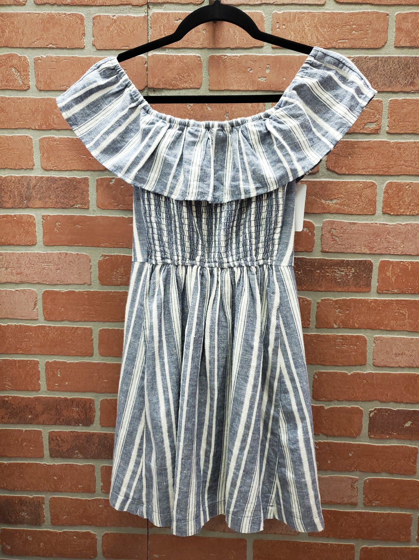 Blue and White Vertical Striped Dress RS 99