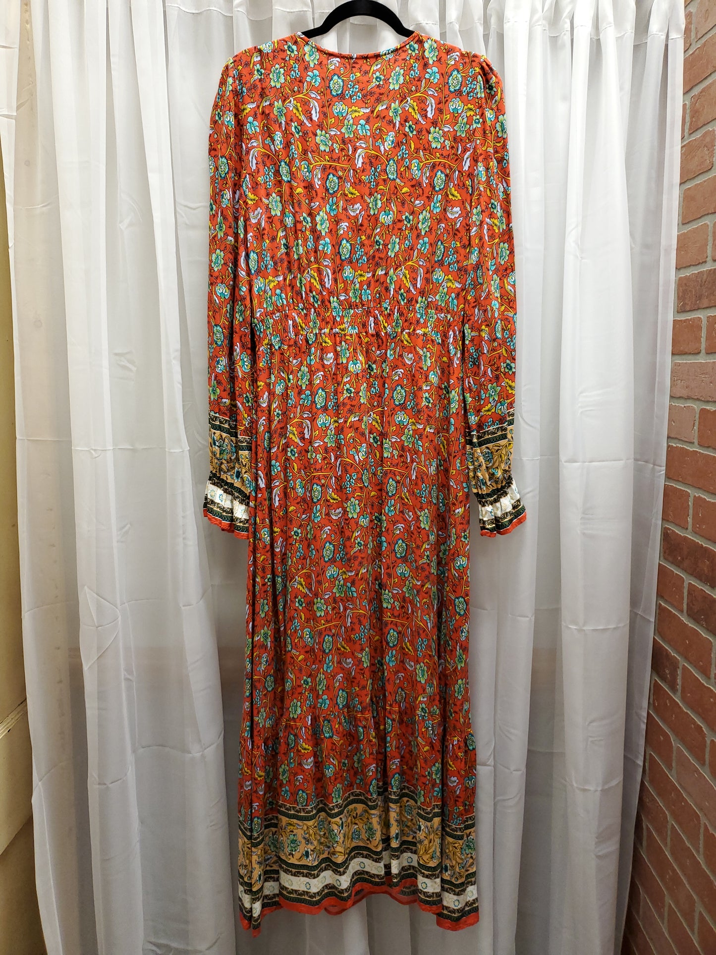 Red Floral Long Sleeve Maxi Dress RS 29