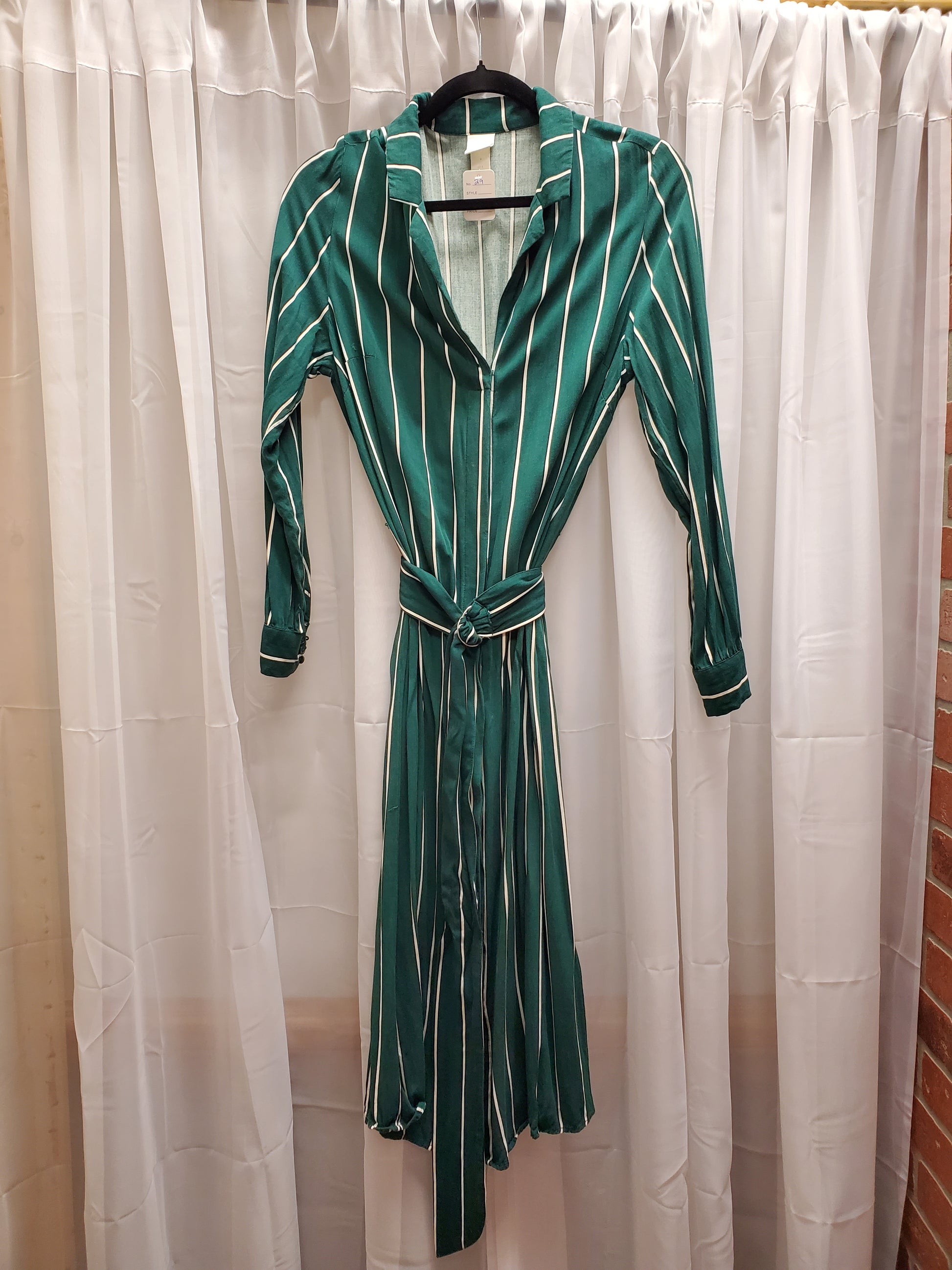 h&m green striped dress Women's Green/Striped Linen-blend shirt dress
