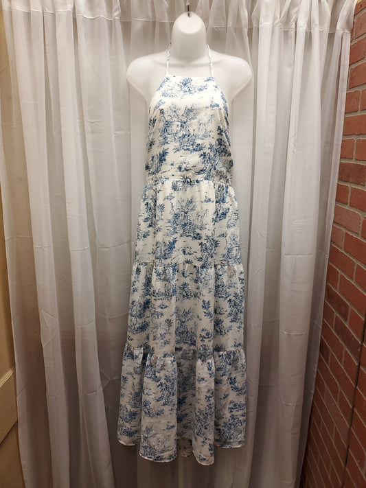 Entro Blue & White detailed Maxi Dress. Size L. RS 29 - Scarlett's Riverside Boutique 