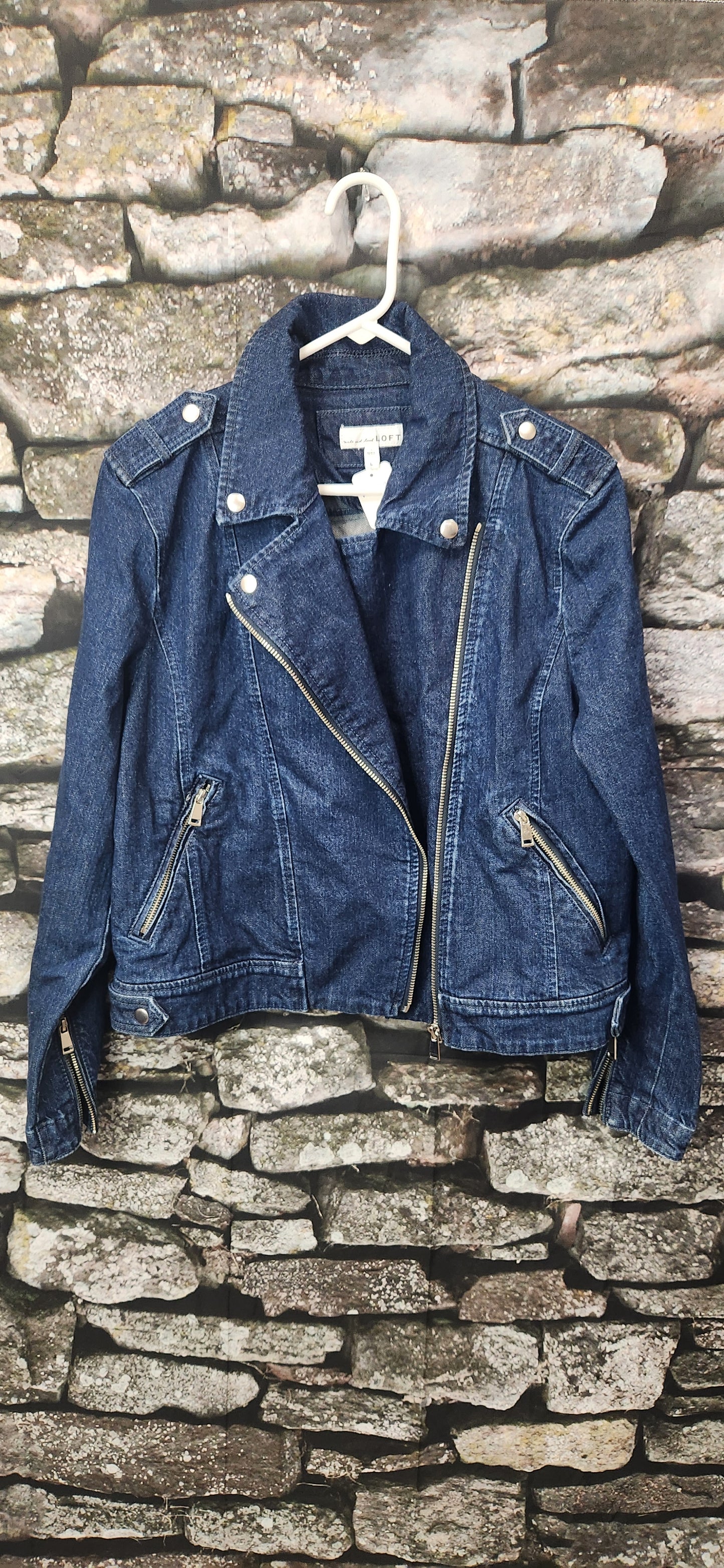 Loft Denim Moto Jacket Size Large RS 29