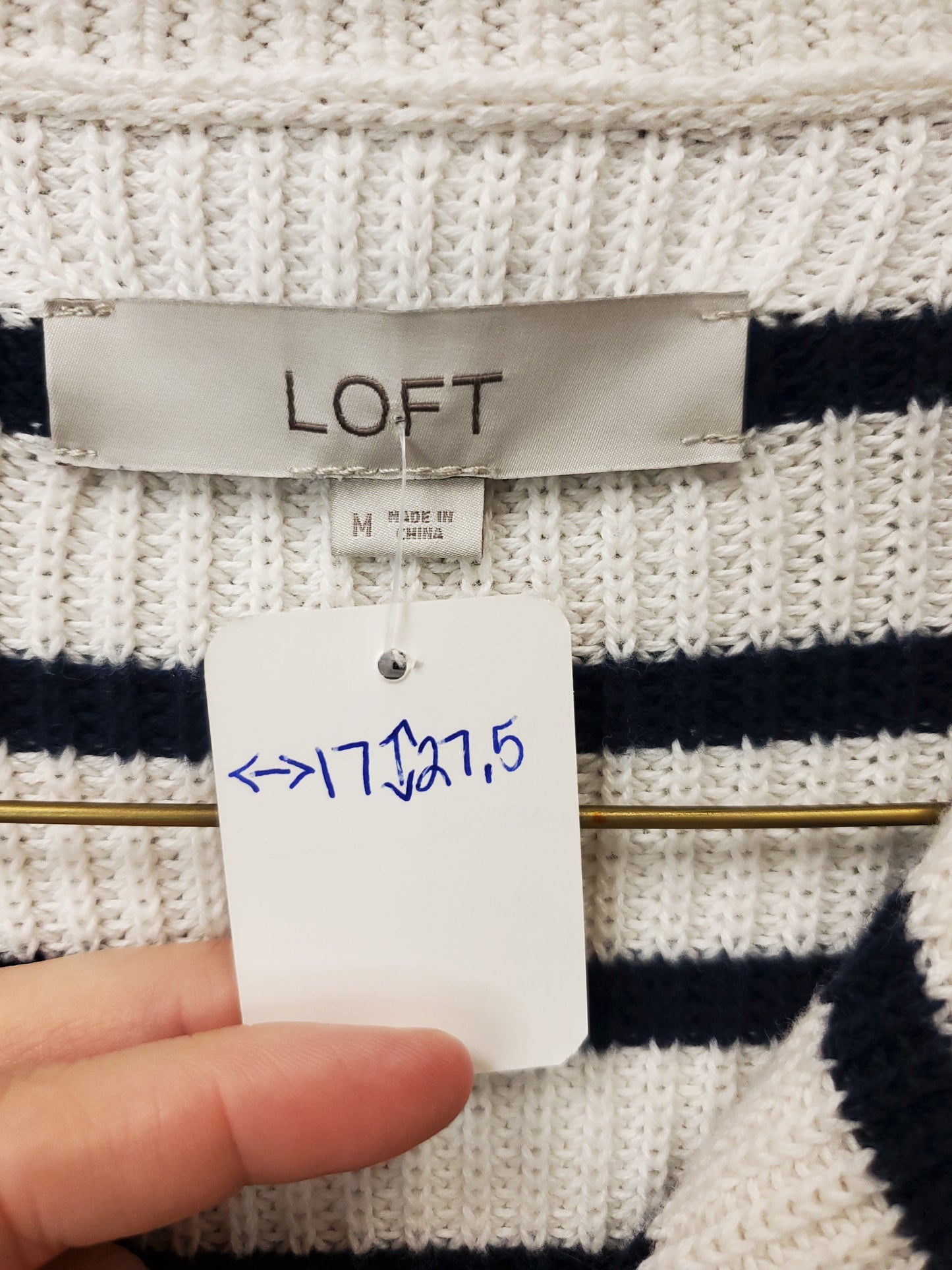 Loft. Navy and White Stripped Knitted Sweater. Size M. RS 29.