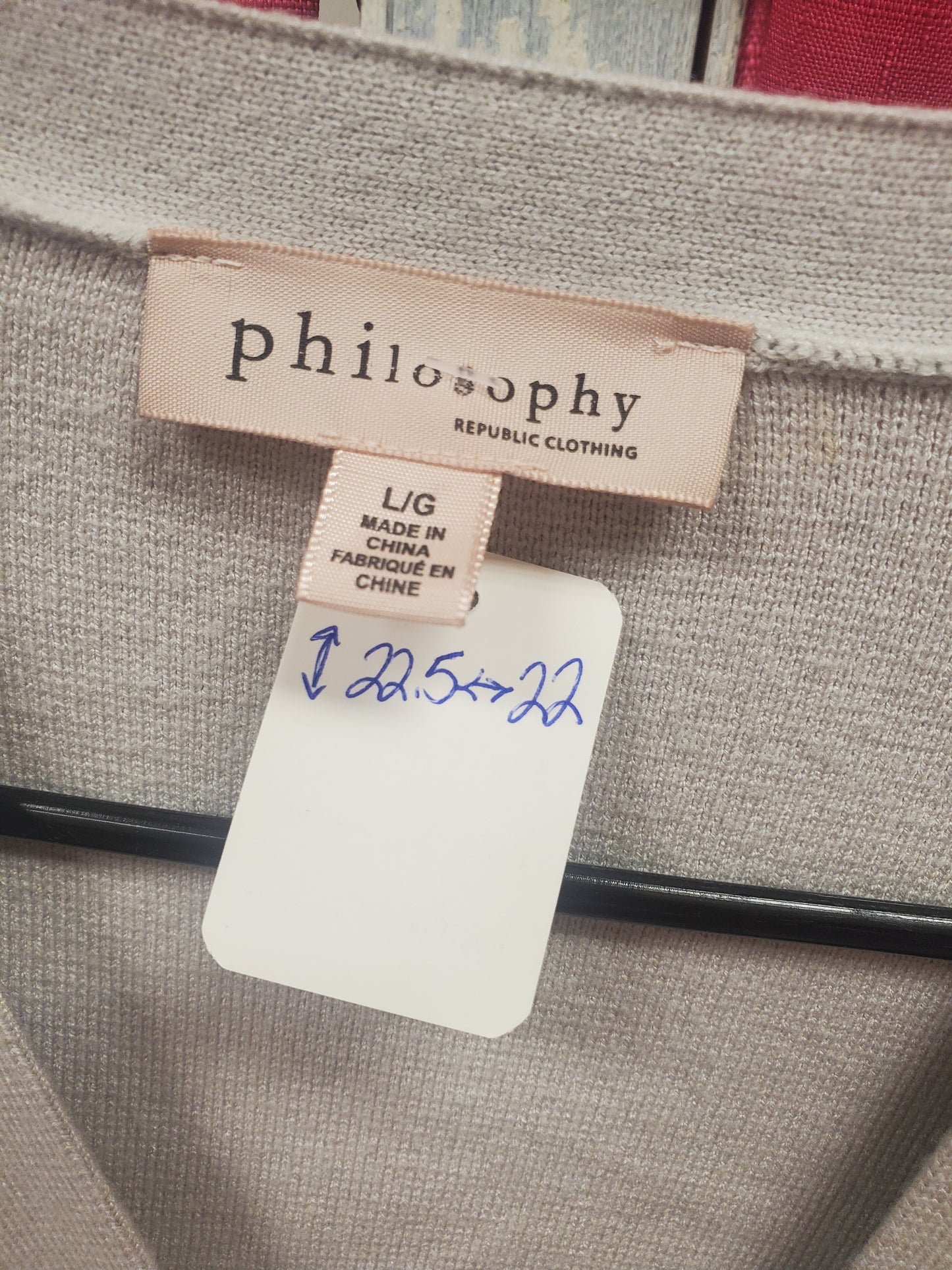 Philosophy Republic Clothing. Grey Sweater. Size L. RS 29.