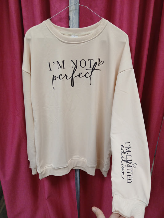 Tan "I'm Not Perfect" Long Sleeve. Size L. RS 9.