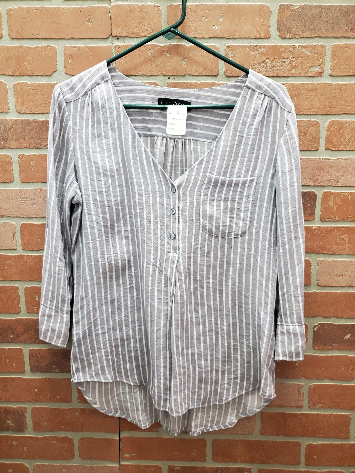 Fred David Purple Striped Long Sleeve Blouse. Size M. RS 2