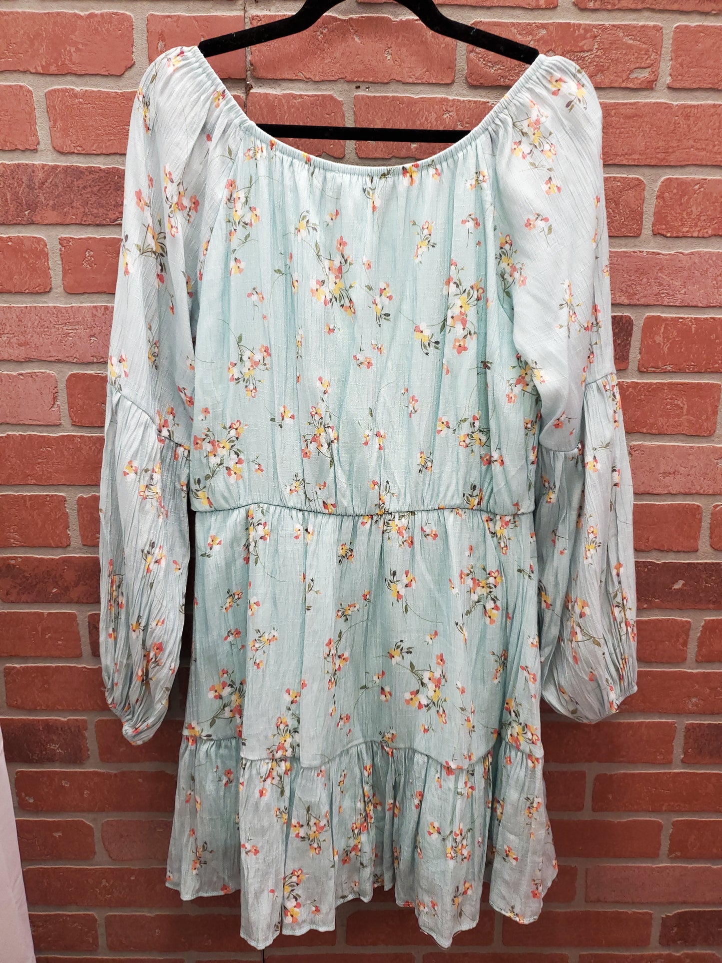 Peach Love Light Blue Floral Long Sleeve Dress. Size L. RS 2.