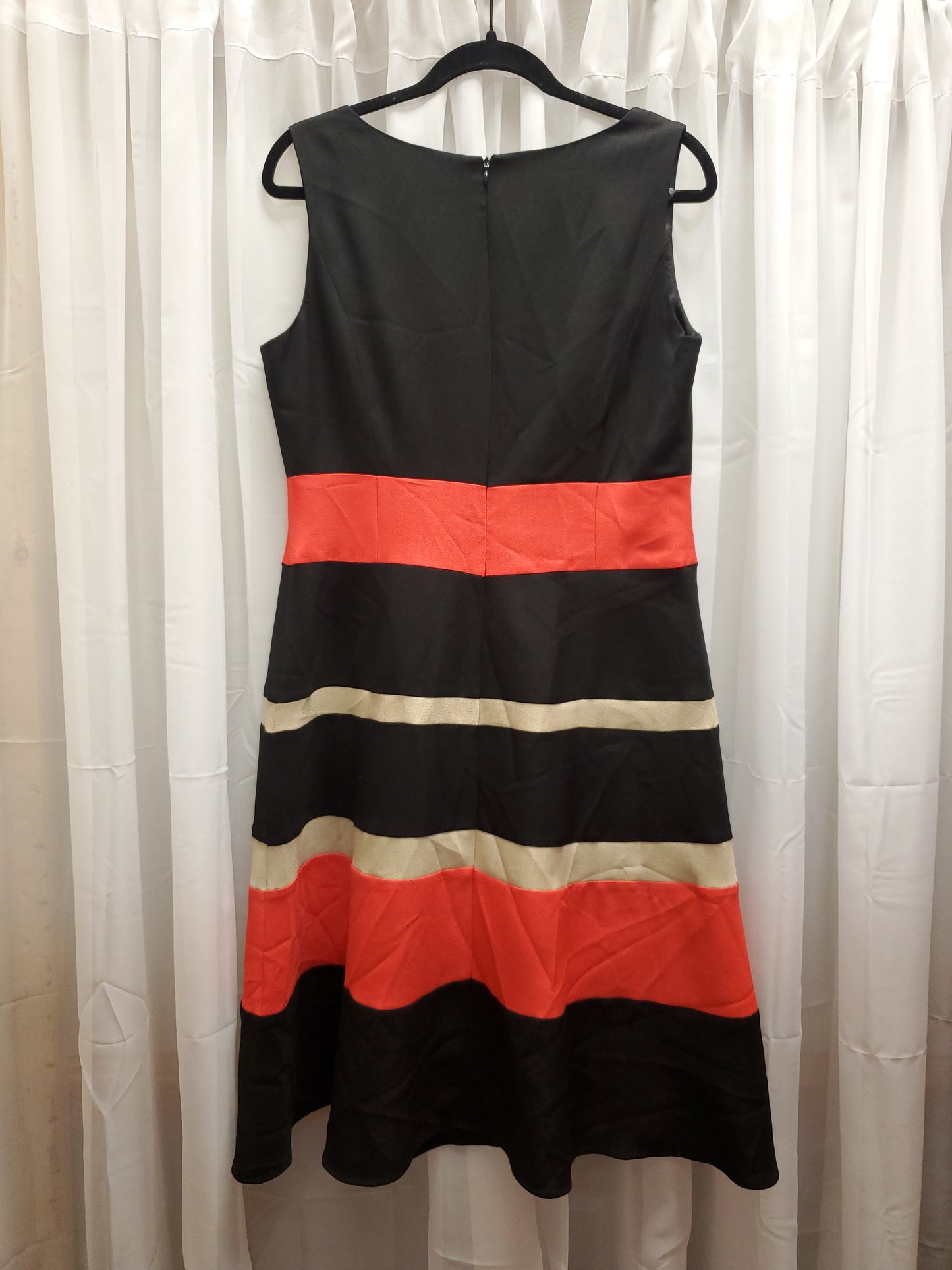 Evan Picone Black Red and Tan Dress. Size 10. RS 2.