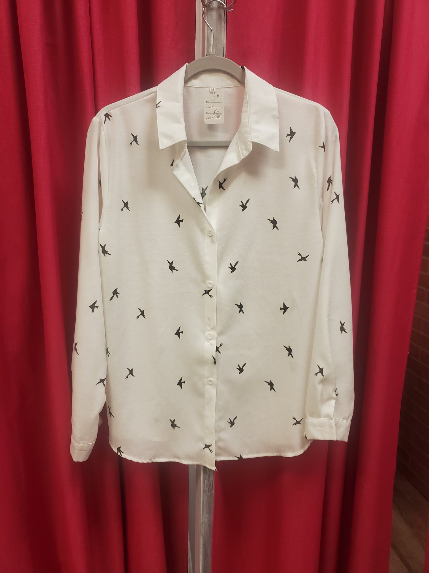 White Bird Button Down Blouse. Size M. RS 11.