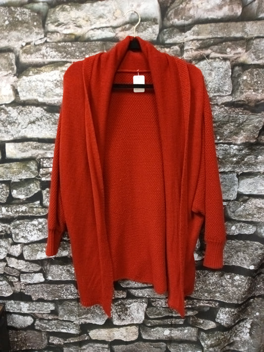 Red Knitted Sweater Cardigan. Size M. RS 11.