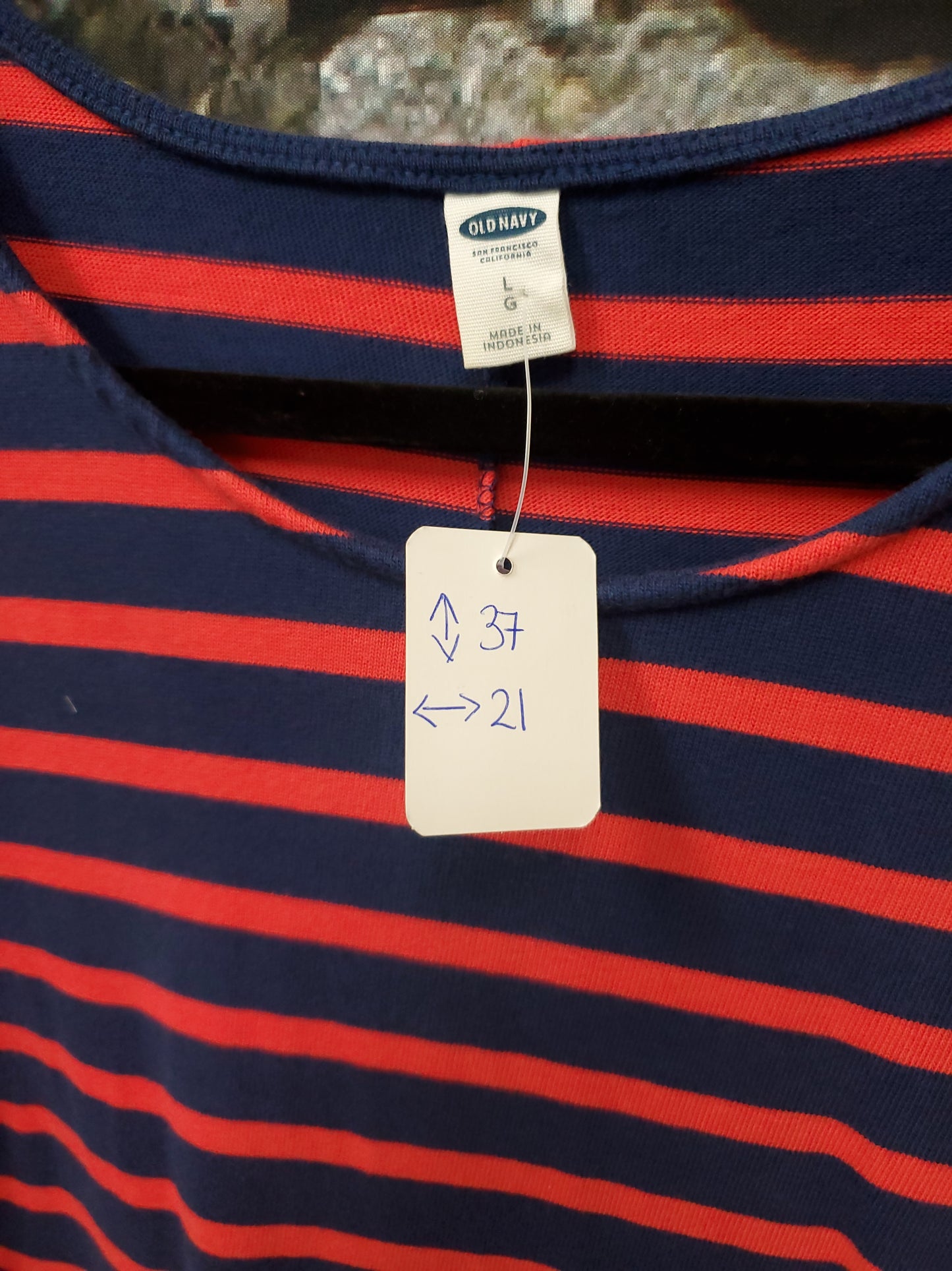 Old Navy Red & Navy Striped Dress. Size L. RS 84.