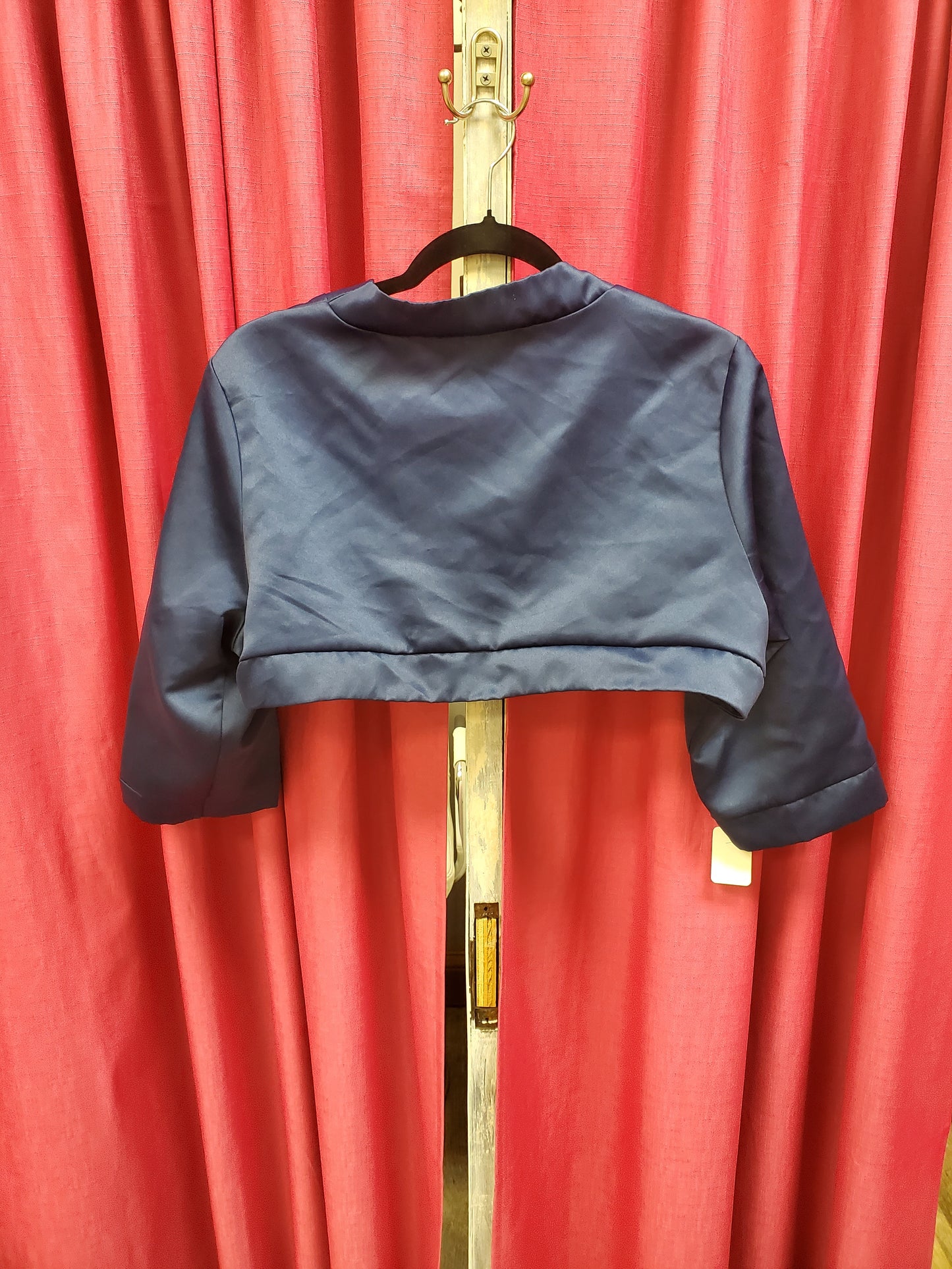 Blackbutterfly Navy Blue Satin Formal Jacket. Size L. RS 99.