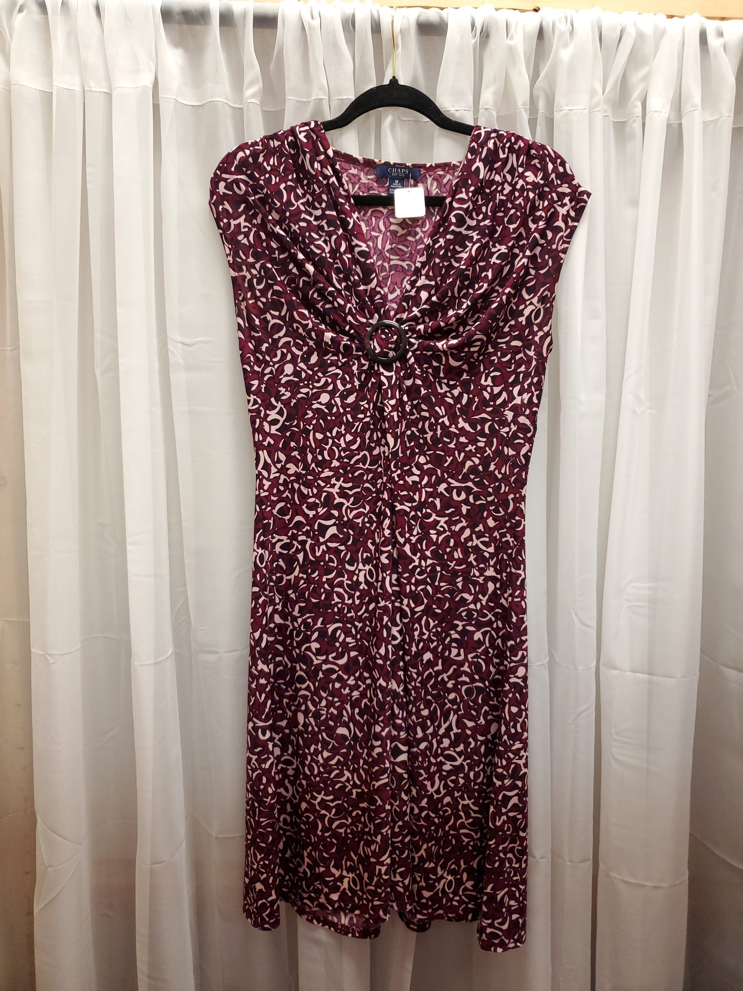 chaps pink dress Chaps Pink White Floral Belted Maxi Dress Slit 1X