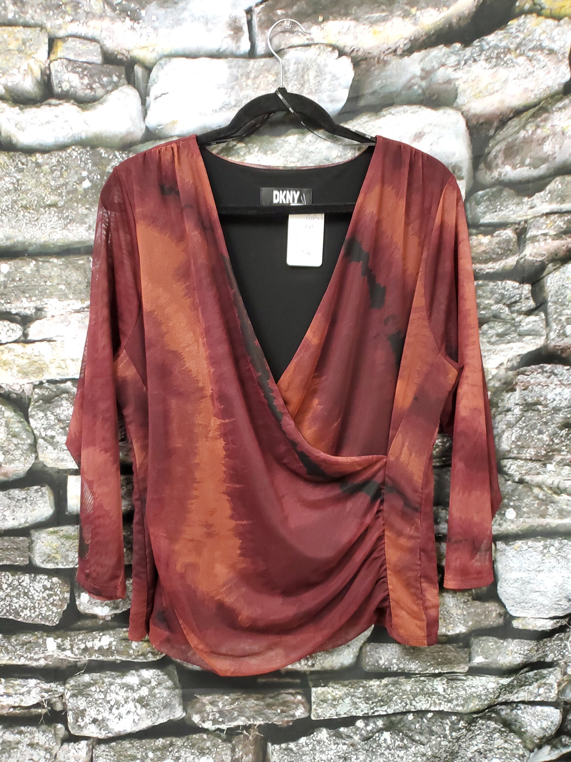 DKNY burgundy and orange blouse. Size XL. RS 63 - Scarlett's Riverside Boutique 