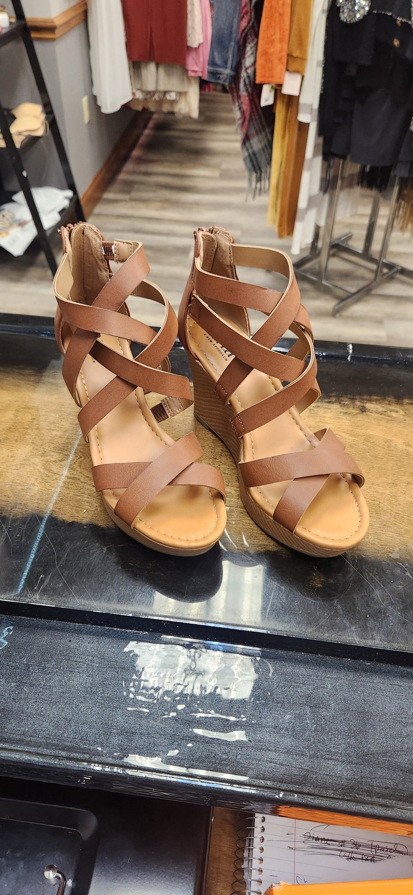 ANA Brown Wedges Size 8.5 RS 37 - Scarlett's Riverside Boutique 