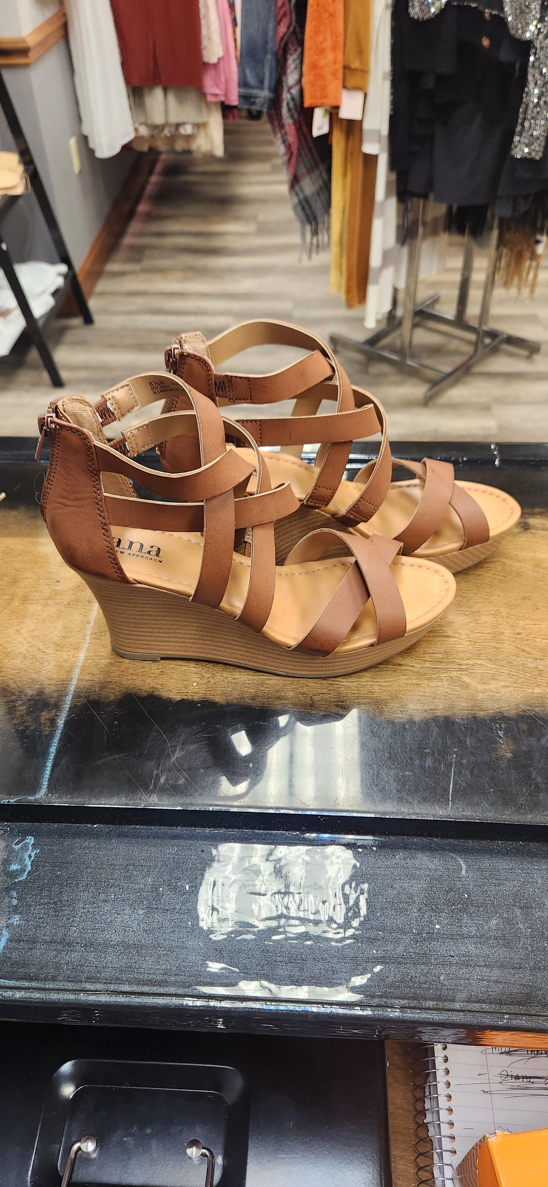 ANA Brown Wedges Size 8.5 RS 37 - Scarlett's Riverside Boutique 