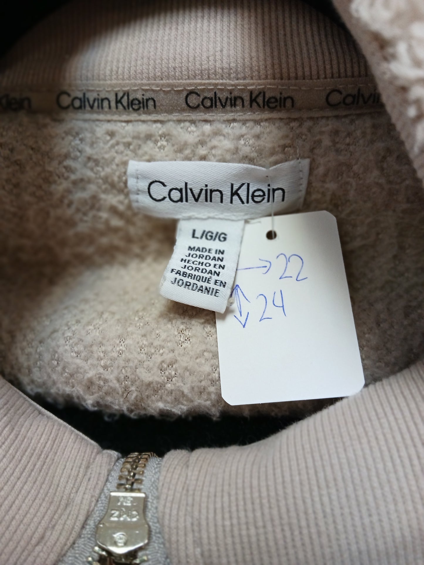 Calvin Klein Fuzzy Quarter Zip Size Large RS #58