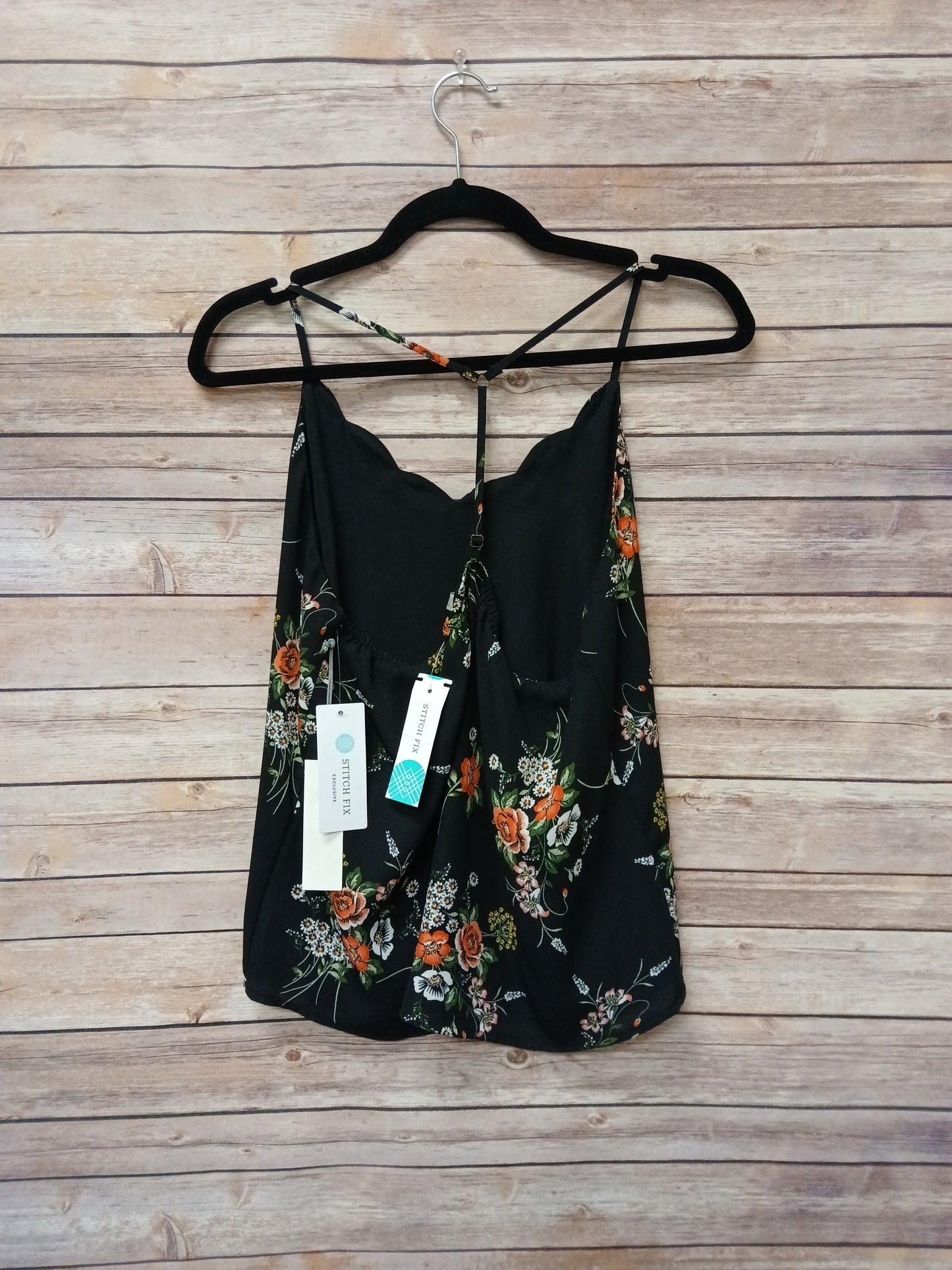 Nine Britton Black & Orange Floral Spaghetti Crop. Size M. RS 99