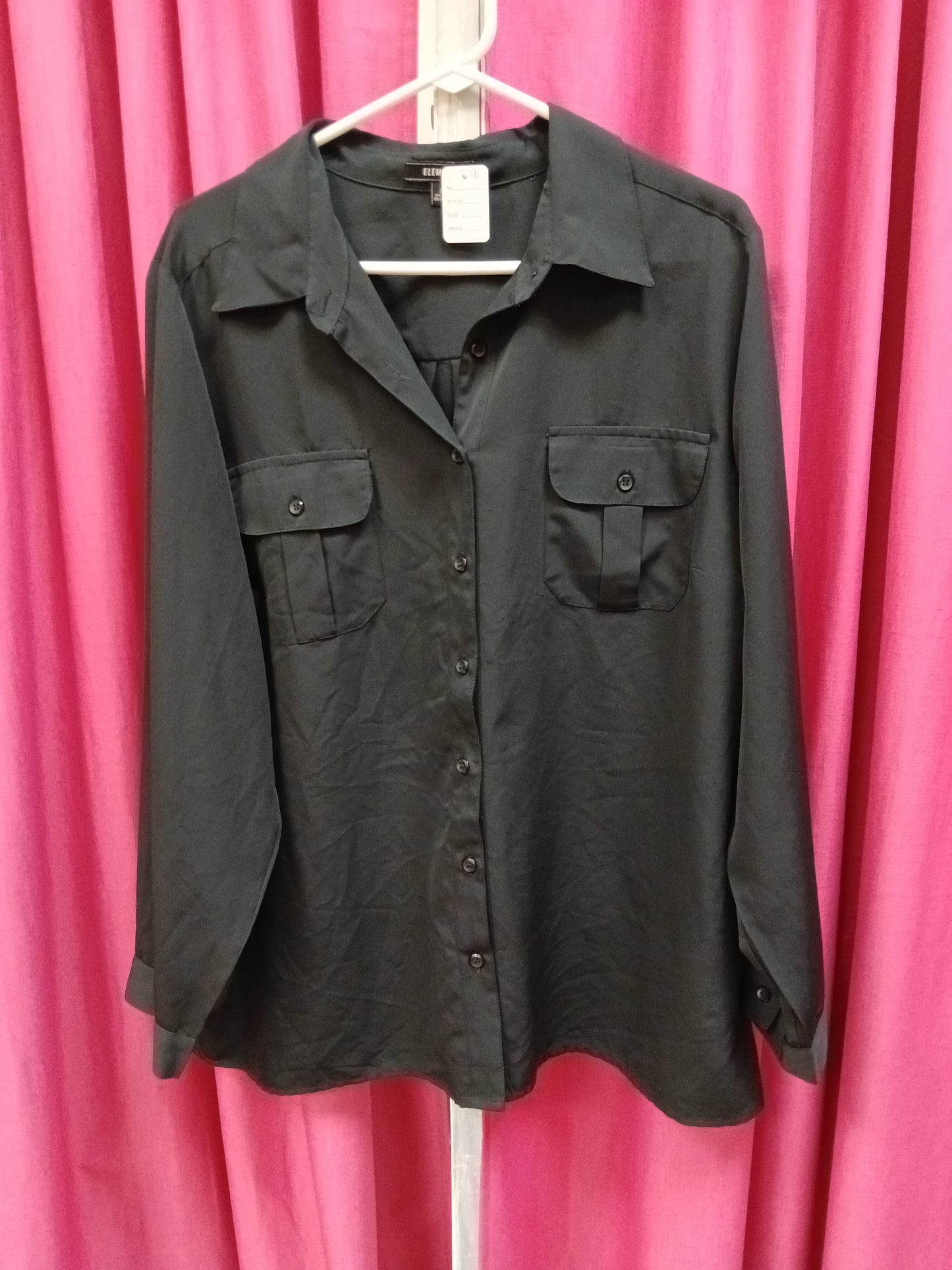 Elementz Black Button Down Blouse. Size 2X. RS 91 - Scarlett's Riverside Boutique 