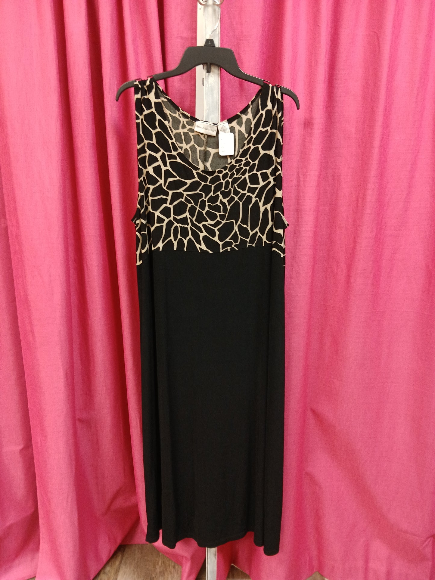 Anna Maxwell Black and Animal Print Dress. Size 2X. RS 91 - Scarlett's Riverside Boutique 