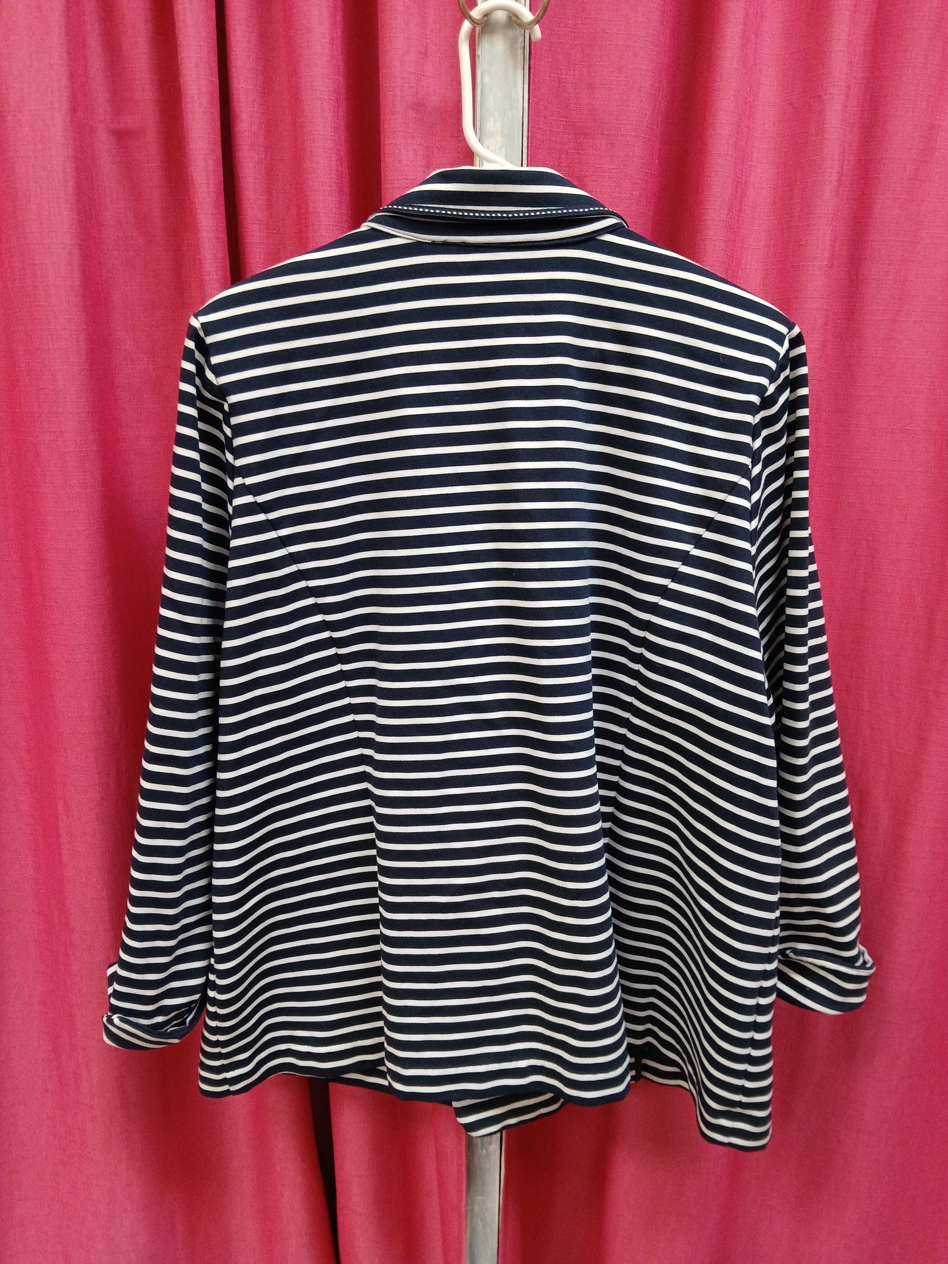 CJ Banks Navy & White Striped Blazer. Size 3X. RS 68 - Scarlett's Riverside Boutique 