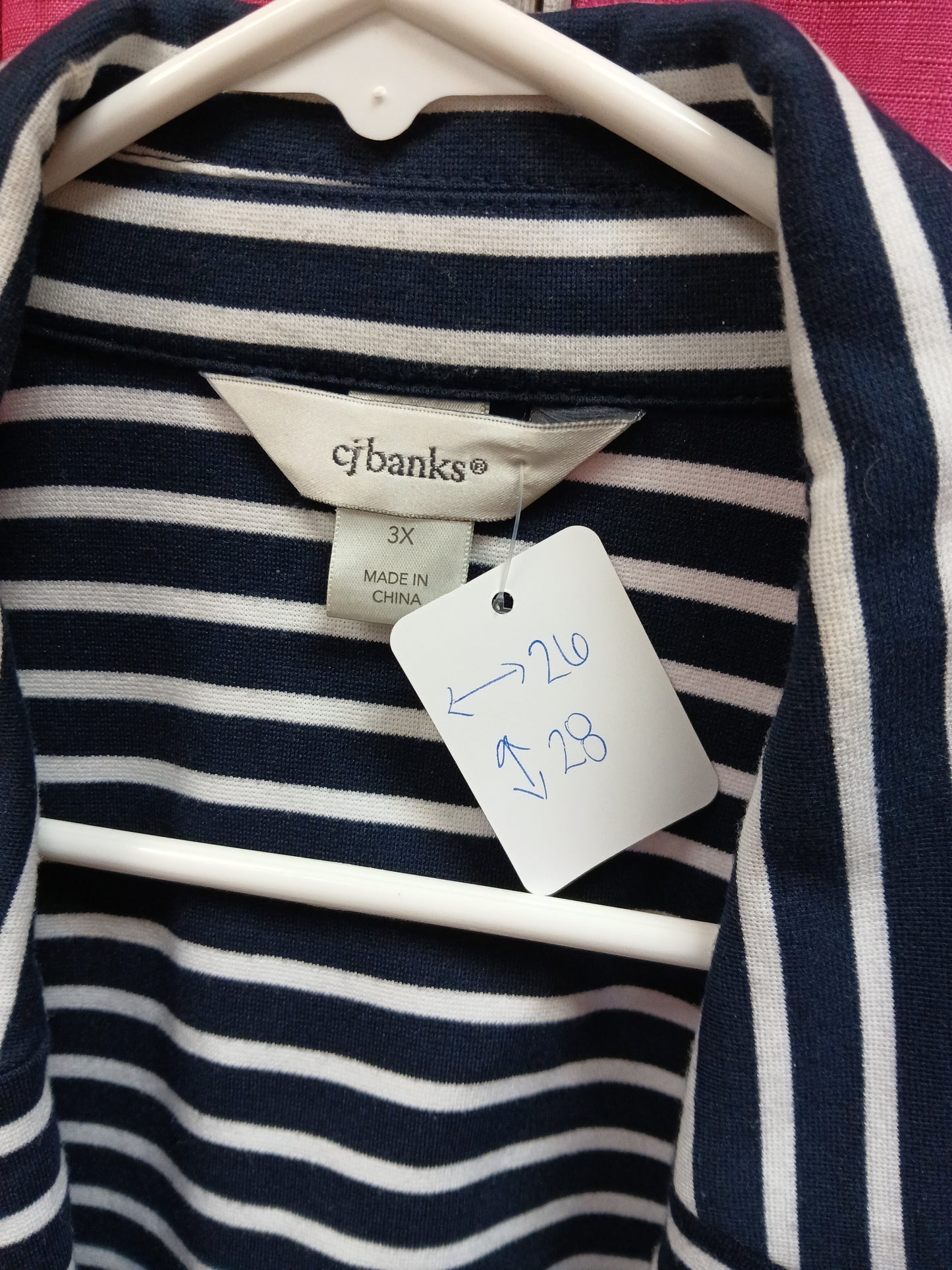 CJ Banks Navy & White Striped Blazer. Size 3X. RS 68 - Scarlett's Riverside Boutique 