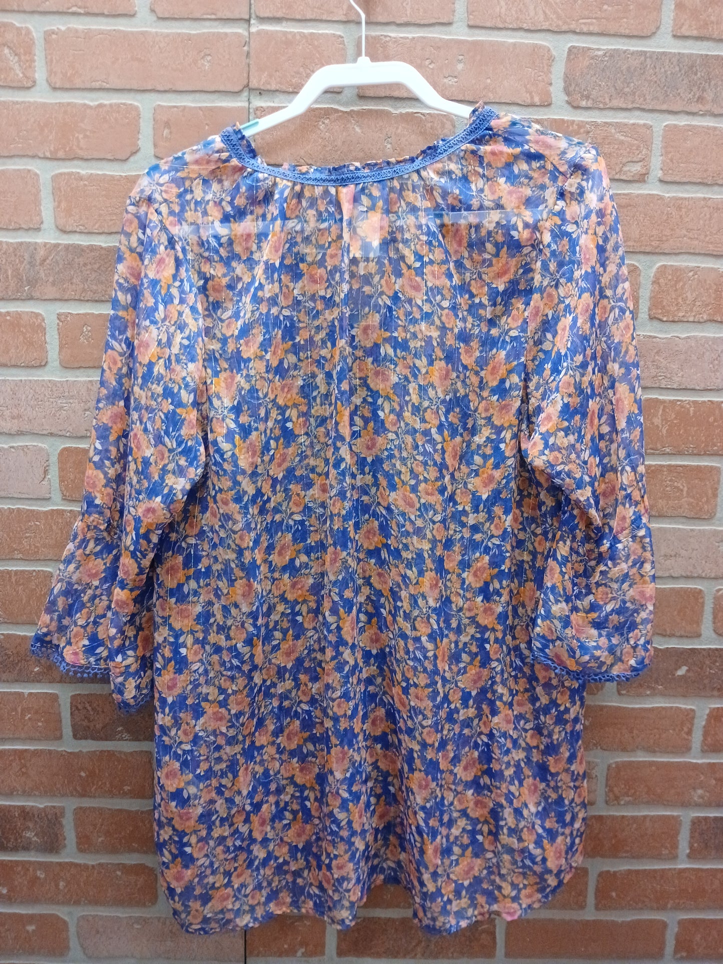 Jessica London Blue and Pink Floral Blouse. Size 18w. RS 68 - Scarlett's Riverside Boutique 