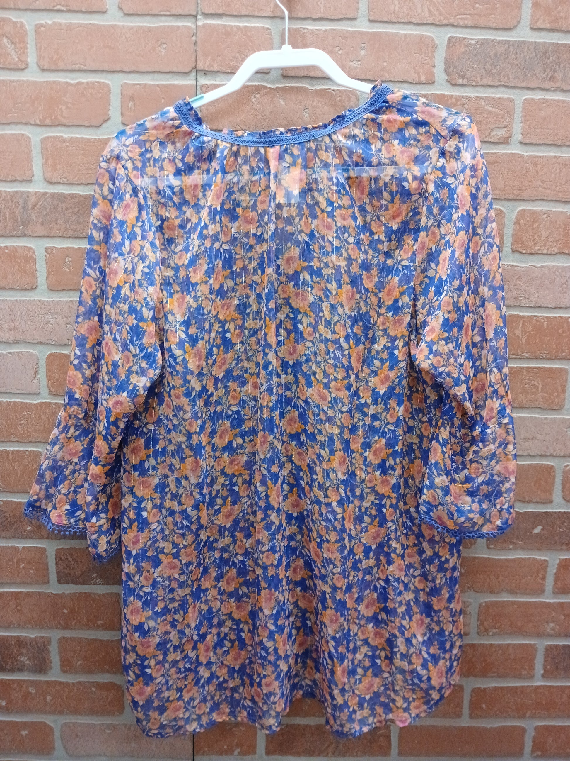 Jessica London Blue and Pink Floral Blouse. Size 18w. RS 68 - Scarlett's Riverside Boutique 