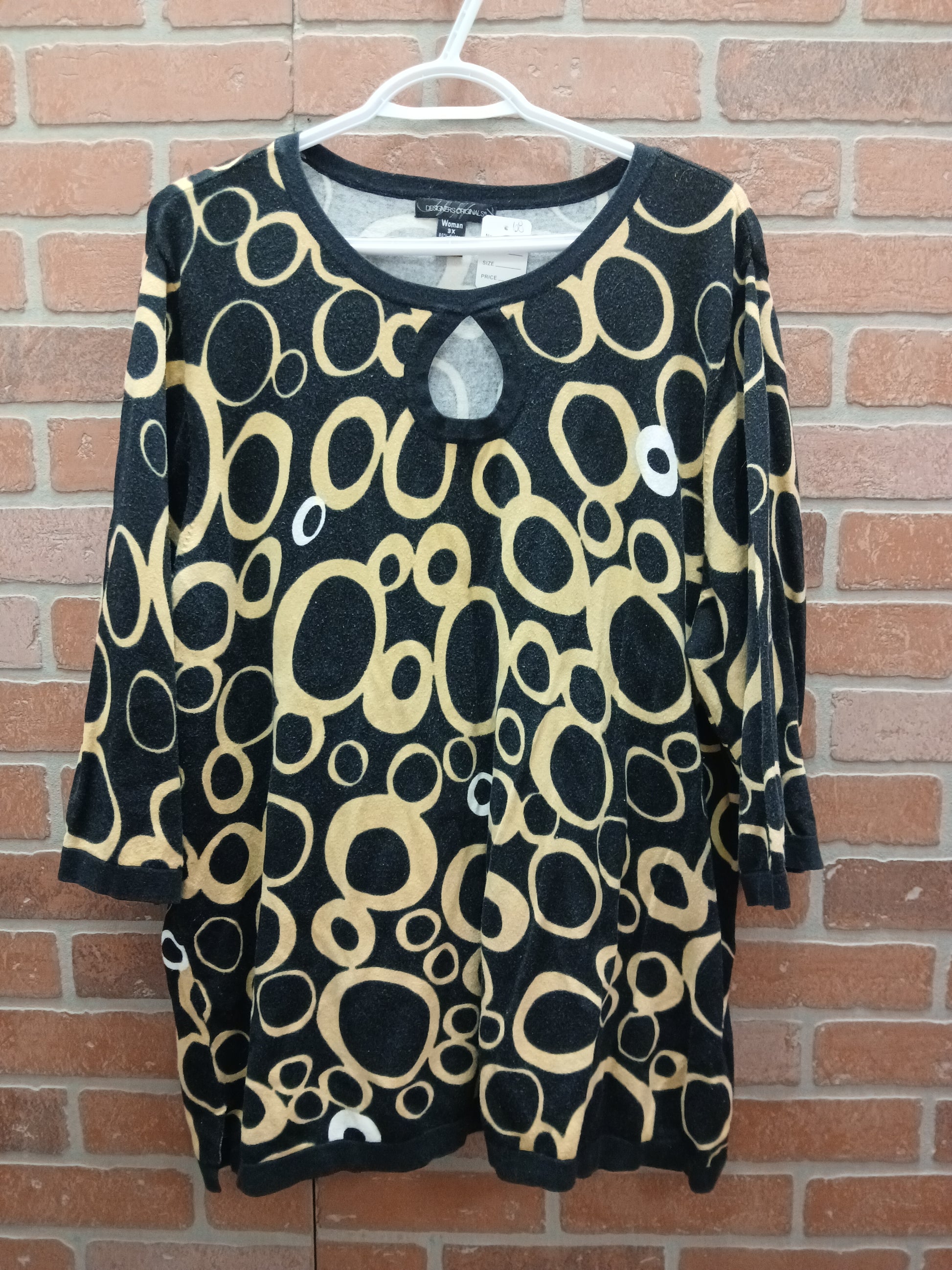 Designers Originals Black and Gold Blouse. Size 3X. RS 68 - Scarlett's Riverside Boutique 