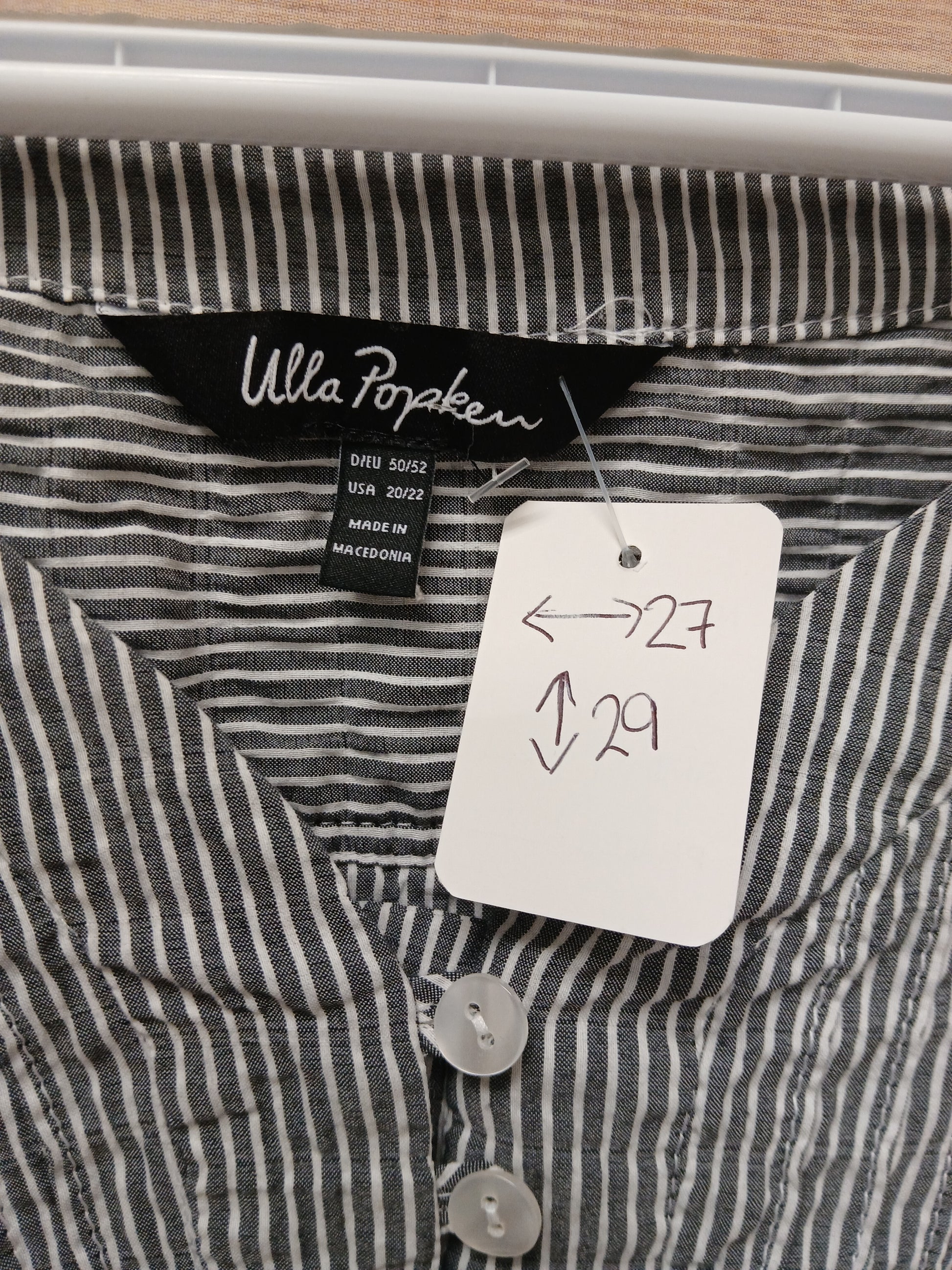 Ulla Popken Grey & White Striped Blouse. Size 20/22. RS 68 - Scarlett's Riverside Boutique 