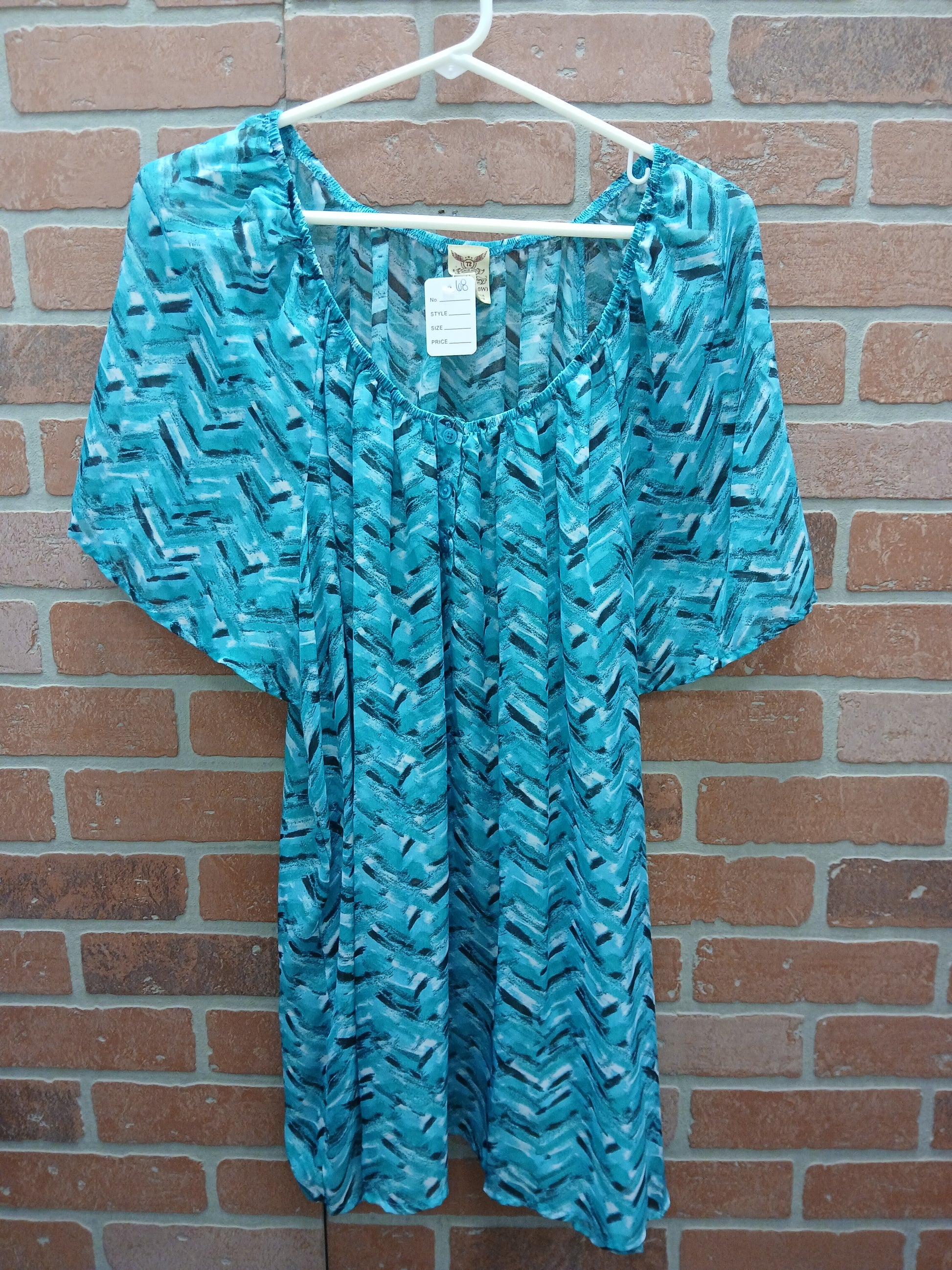 Faded Glory Blue & Teal Blouse. Size 2X. RS 68 - Scarlett's Riverside Boutique 