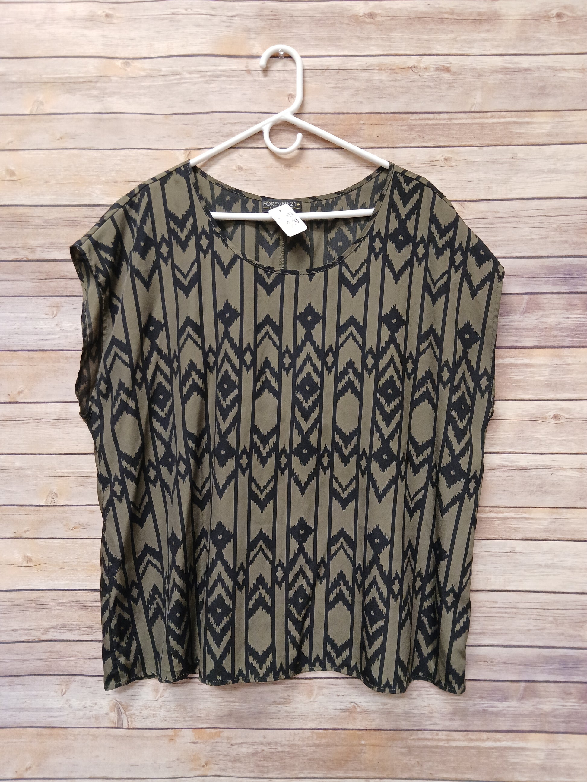 Forever 21 Green Aztec Blouse. Size 2X. RS 68 - Scarlett's Riverside Boutique 
