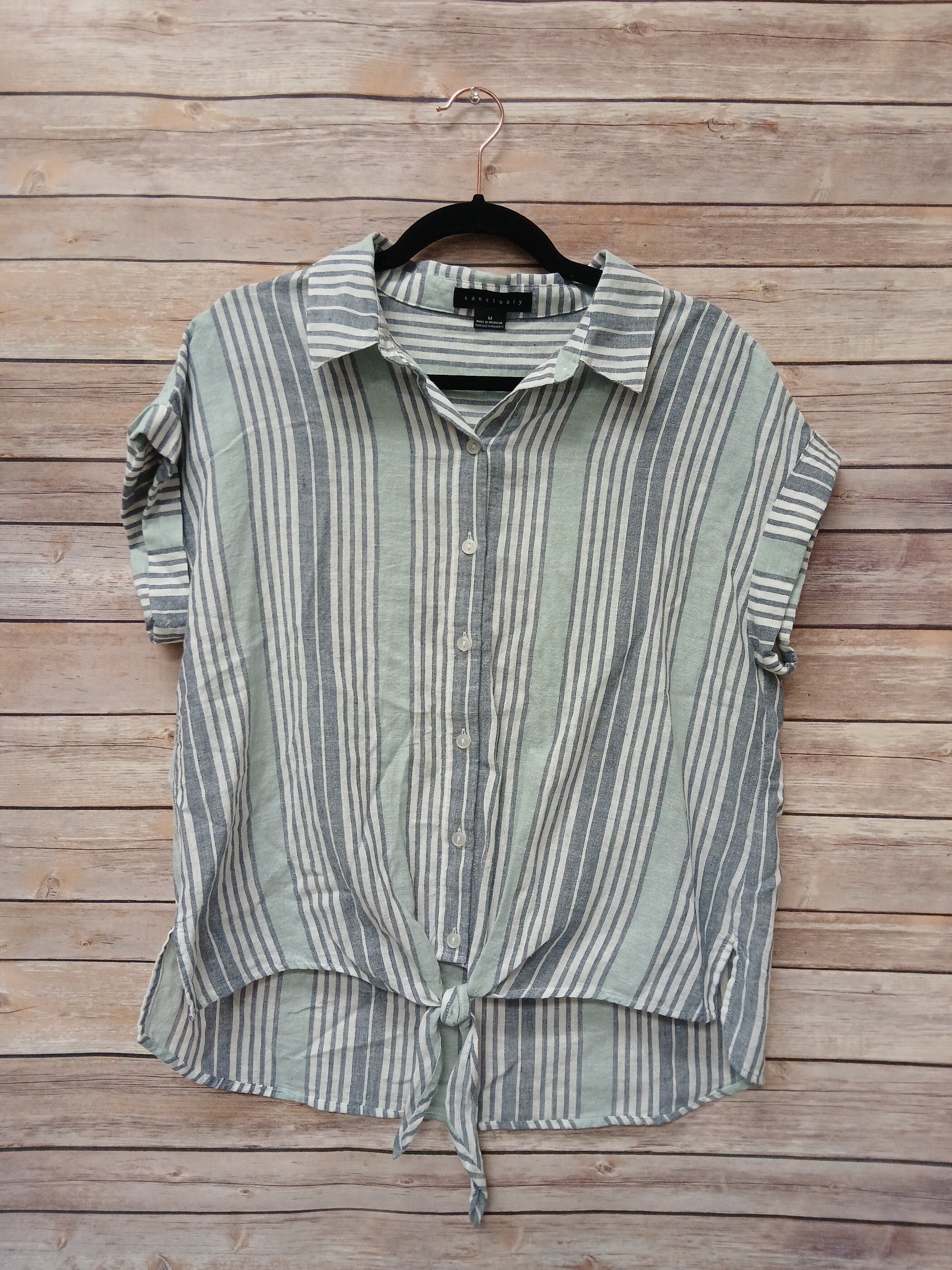 Sanctuary Navy & Sage Striped Blouse. Size M. RS 99. - Scarlett's Riverside Boutique 