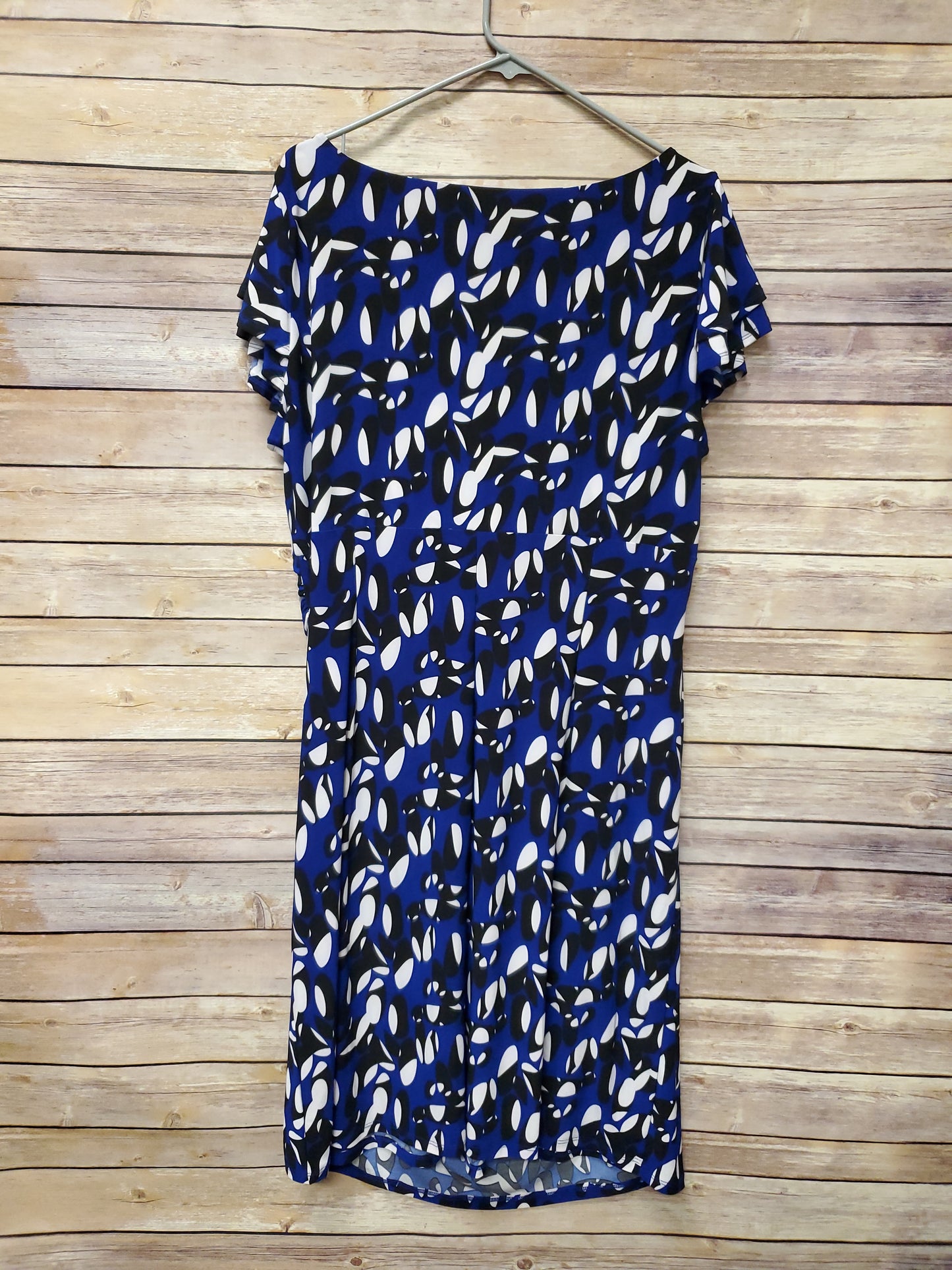 Kasper Royal Blue Dress w/ white & Navy circles. Size XL. RS 2. - Scarlett's Riverside Boutique 