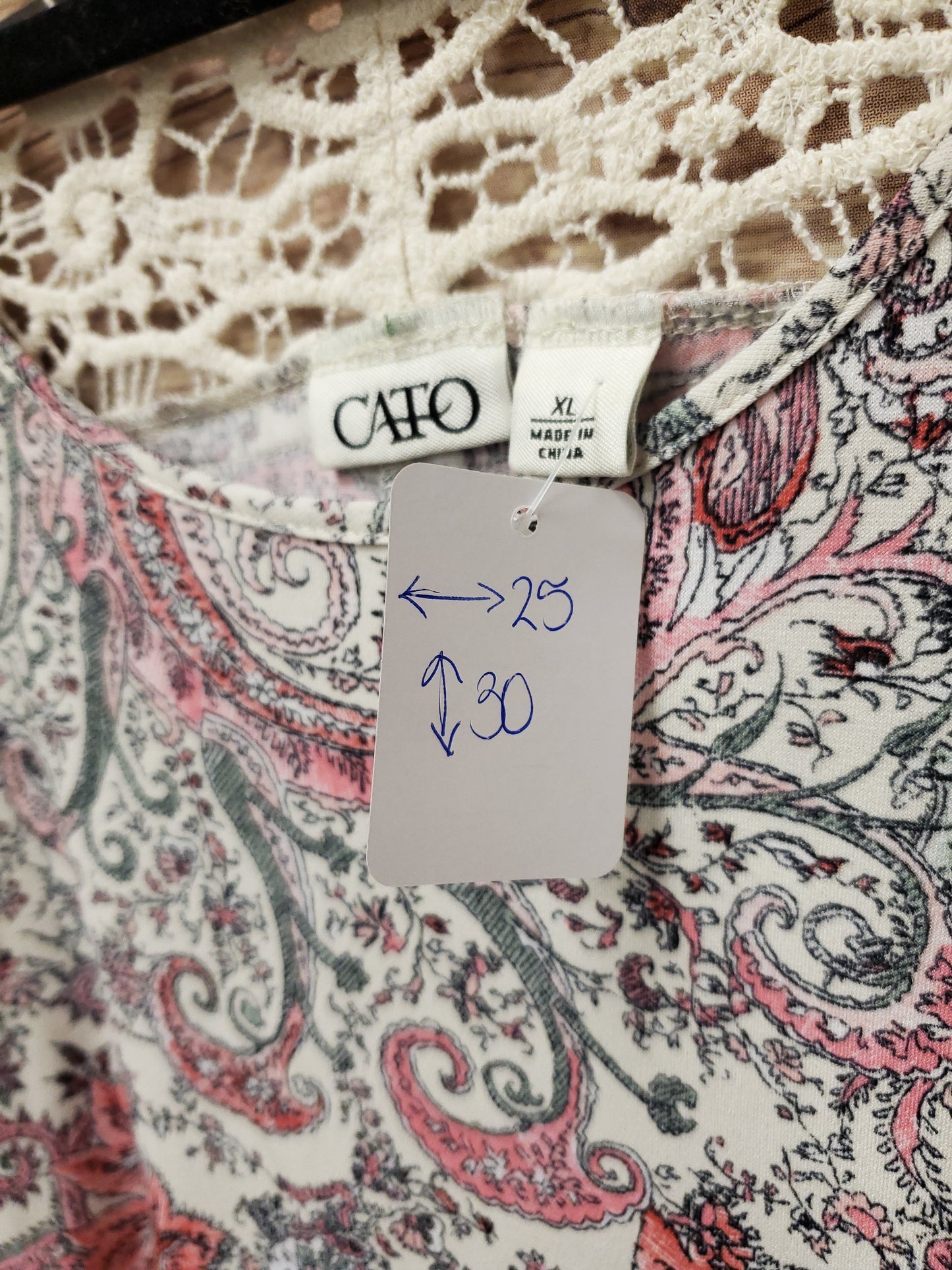 Cato Pink & Grey Designed Blouse. Size XL. RS 68 - Scarlett's Riverside Boutique 