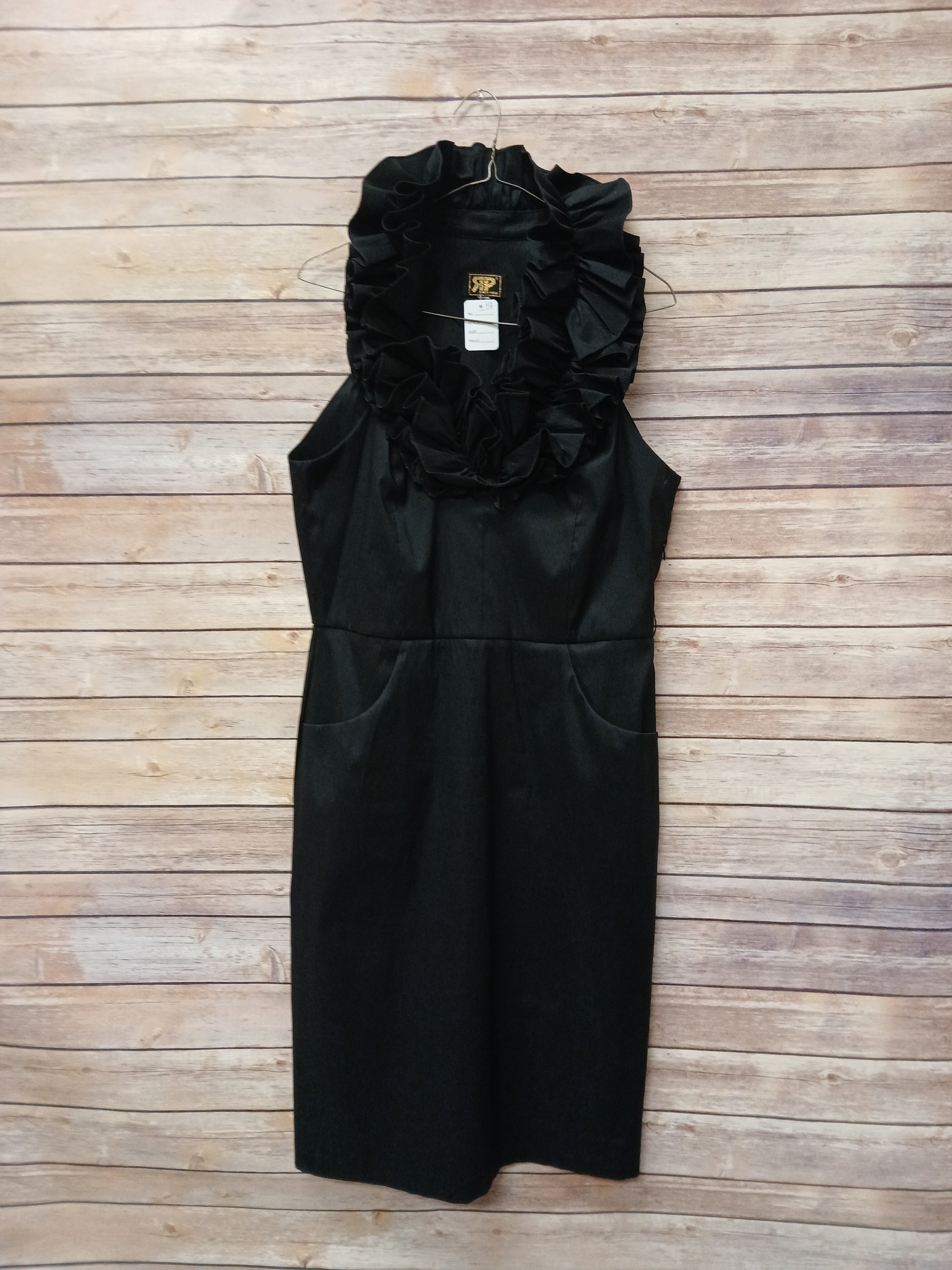 Roger Perry Black Dress With Ruffled Neckline. Size M. RS 87 - Scarlett's Riverside Boutique 