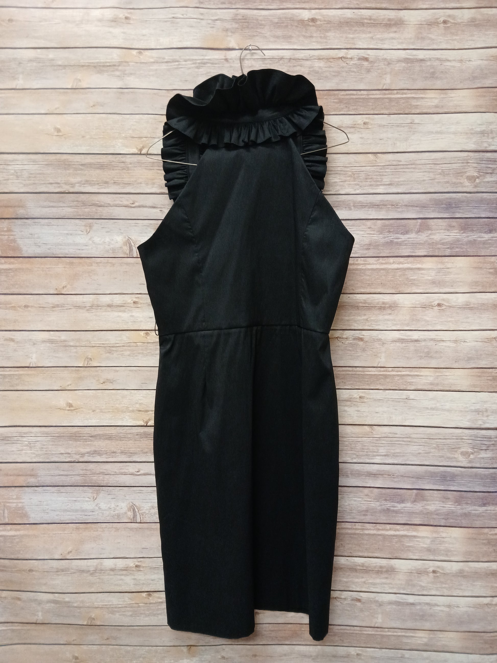 Roger Perry Black Dress With Ruffled Neckline. Size M. RS 87 - Scarlett's Riverside Boutique 