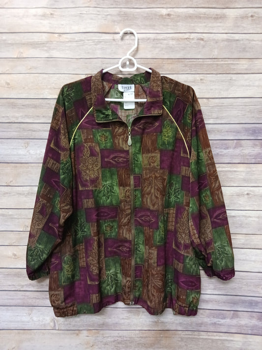 Teddi Vintage Pattern Purple & Green Jacket. Size 2XL. RS 68 - Scarlett's Riverside Boutique 