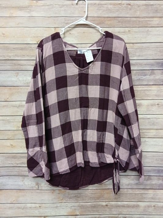 Time and Tru Purple & Pink Plaid Blouse. Size 3XL. RS 68 - Scarlett's Riverside Boutique 