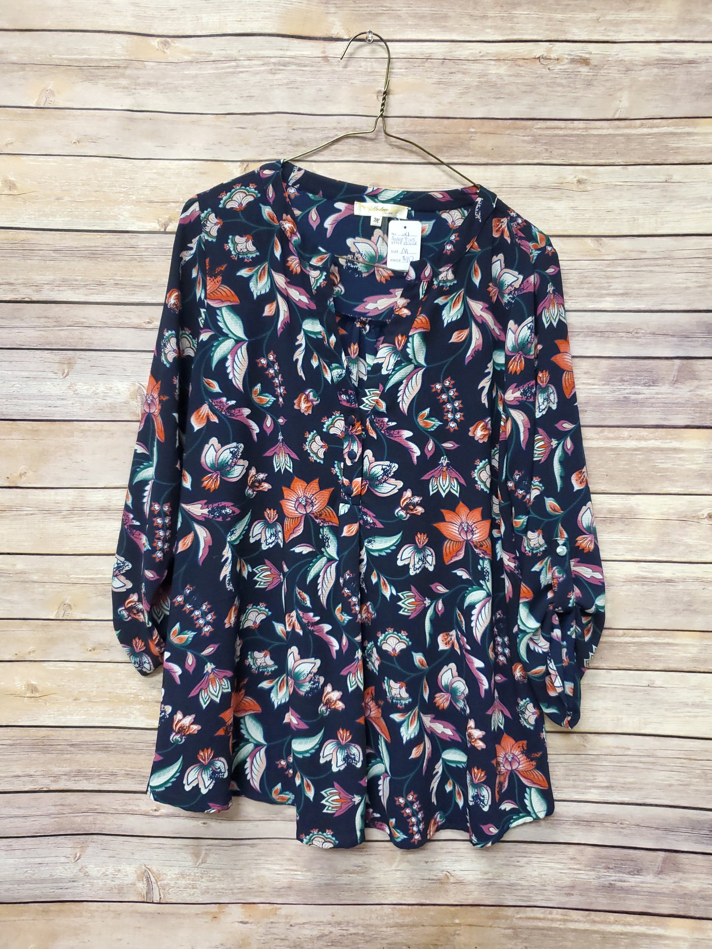 Andree Navy Floral Blouse. Size M. #21