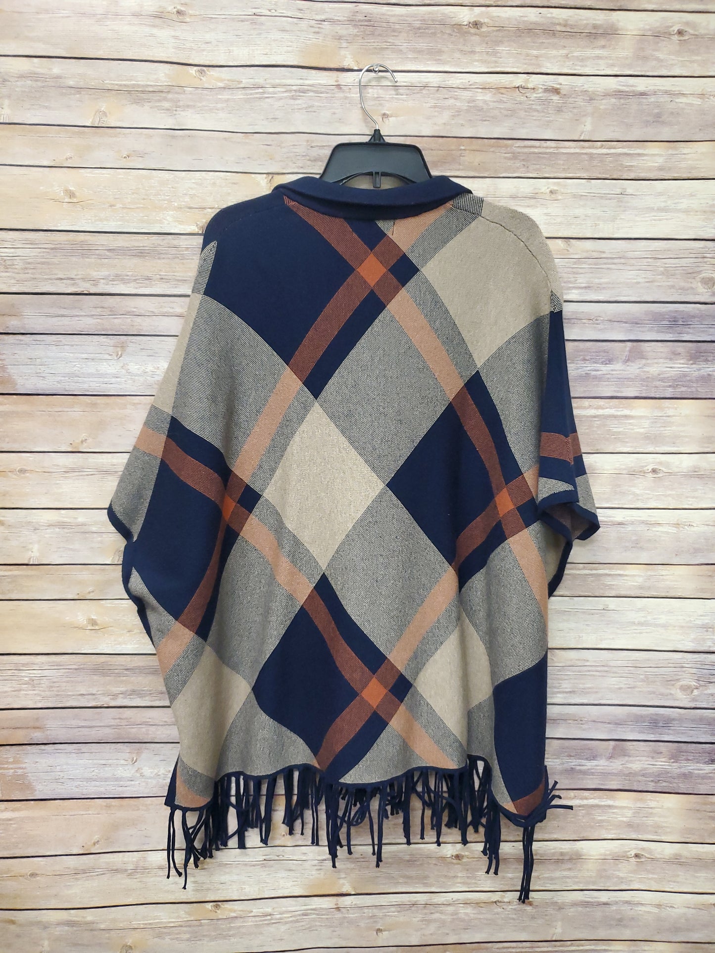 Rachel Zoe Navy, Orange, & Tan Poncho. Size S/M. RS 21