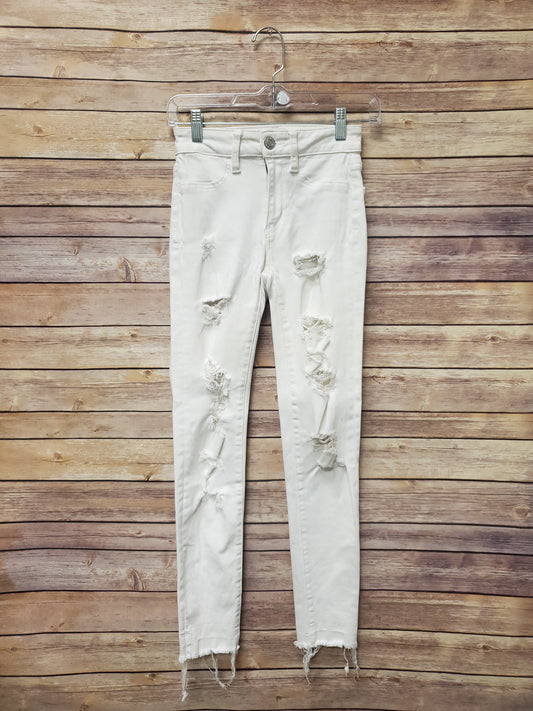 American Eagle White Skinny Distressed Jeans. Size 00. #95