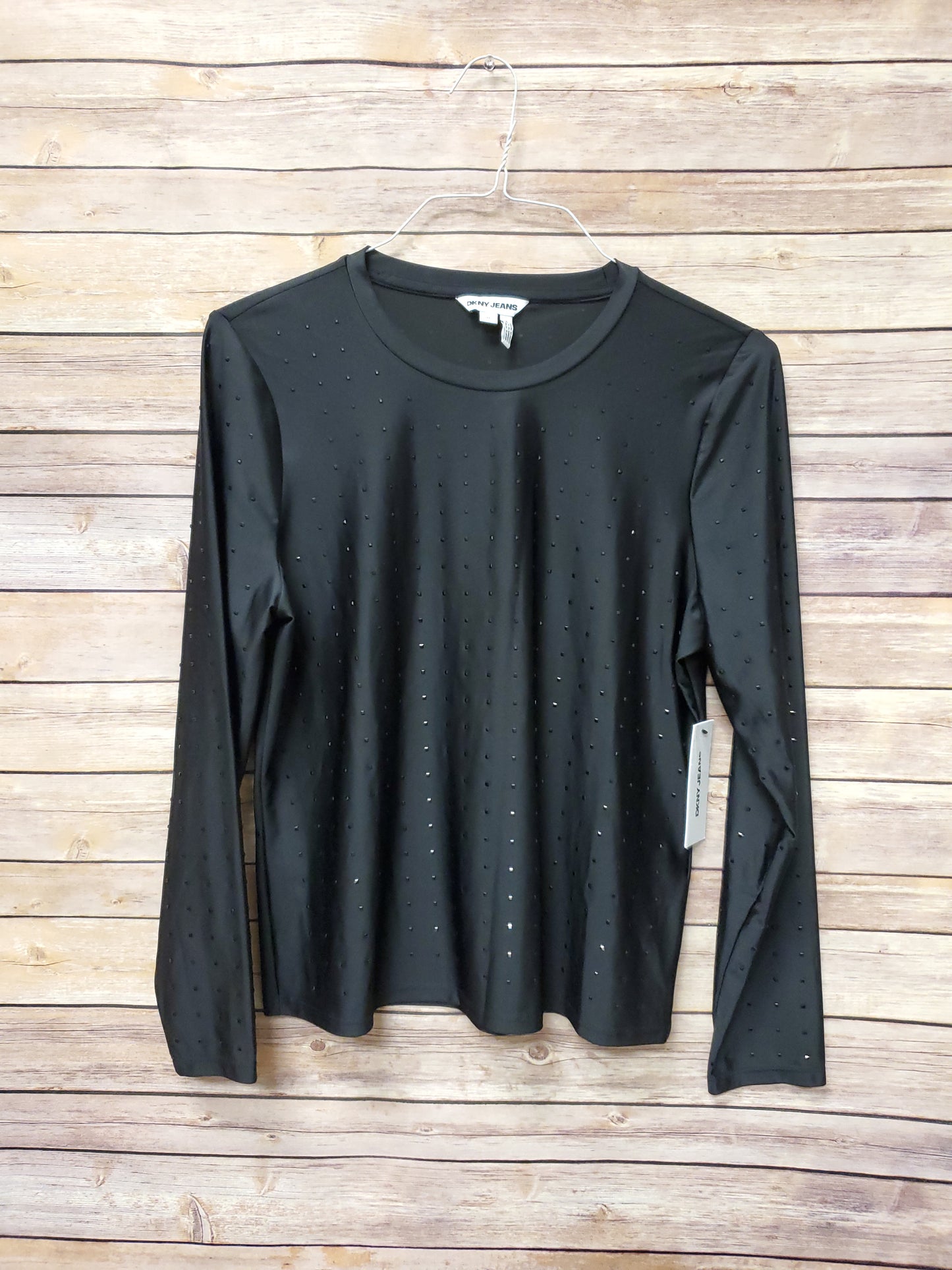 DKNY Black Studded Long Sleeve Shirt. Size XL. NWT. RS 97.