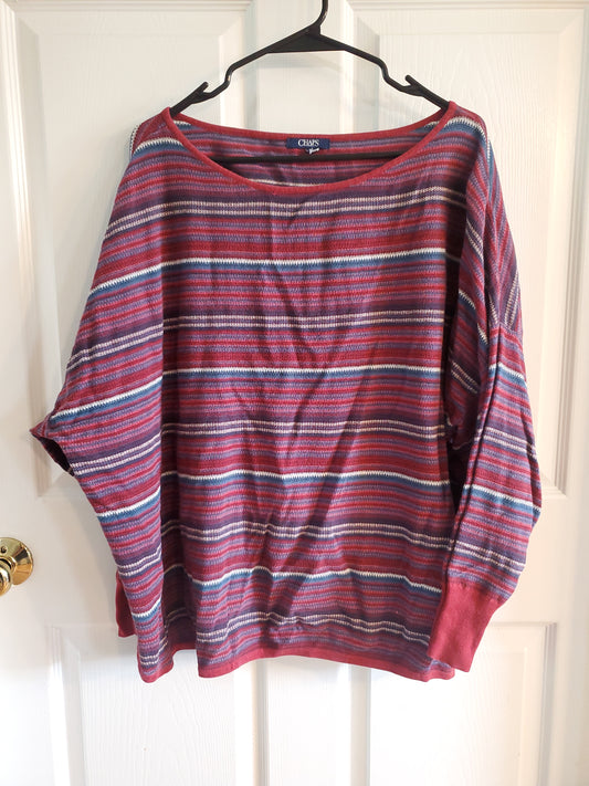 Chaps Burgundy Striped Knit Sweater. Size 3XL. #68